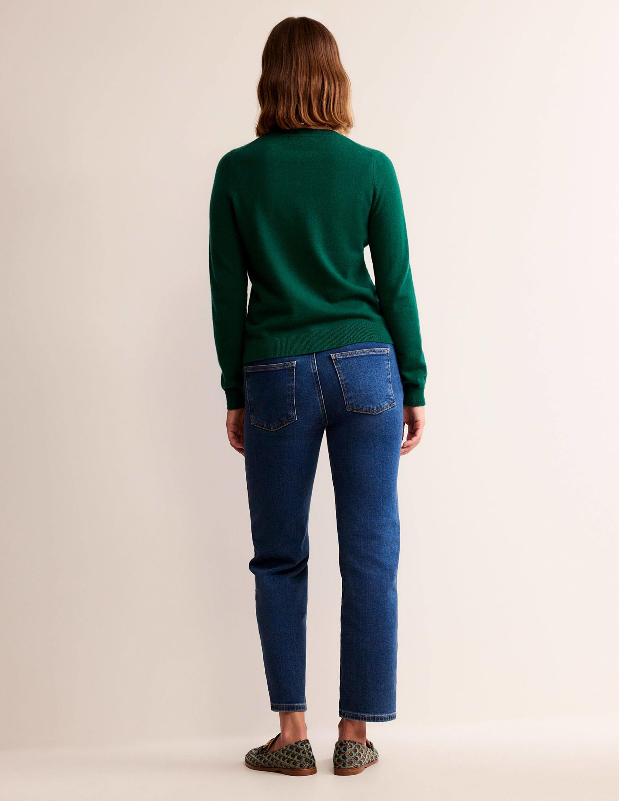 Eva Cashmere Crew Neck Jumper-Deep Forest - Image 6
