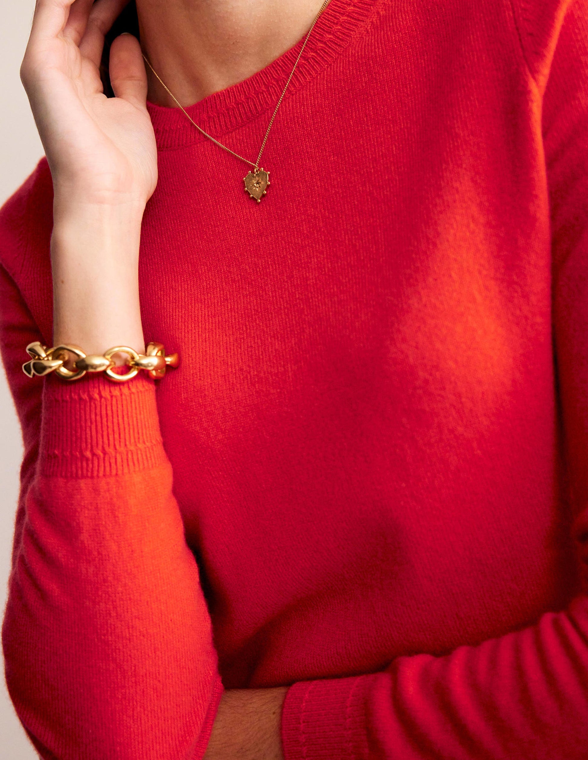 Eva Cashmere Crew Neck Jumper-Fiesta Orange-2