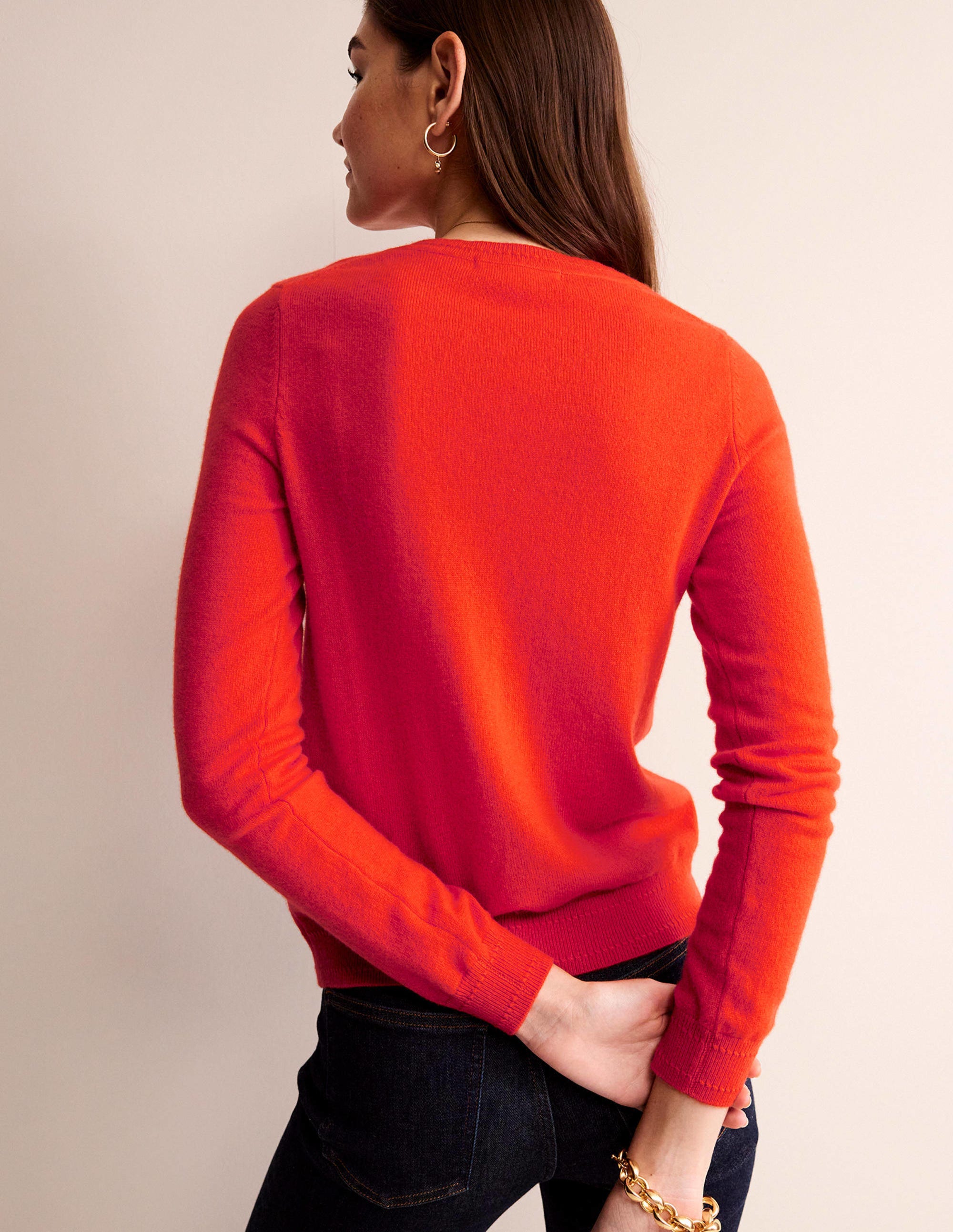 Eva Cashmere Crew Neck Jumper-Fiesta Orange - Image 3