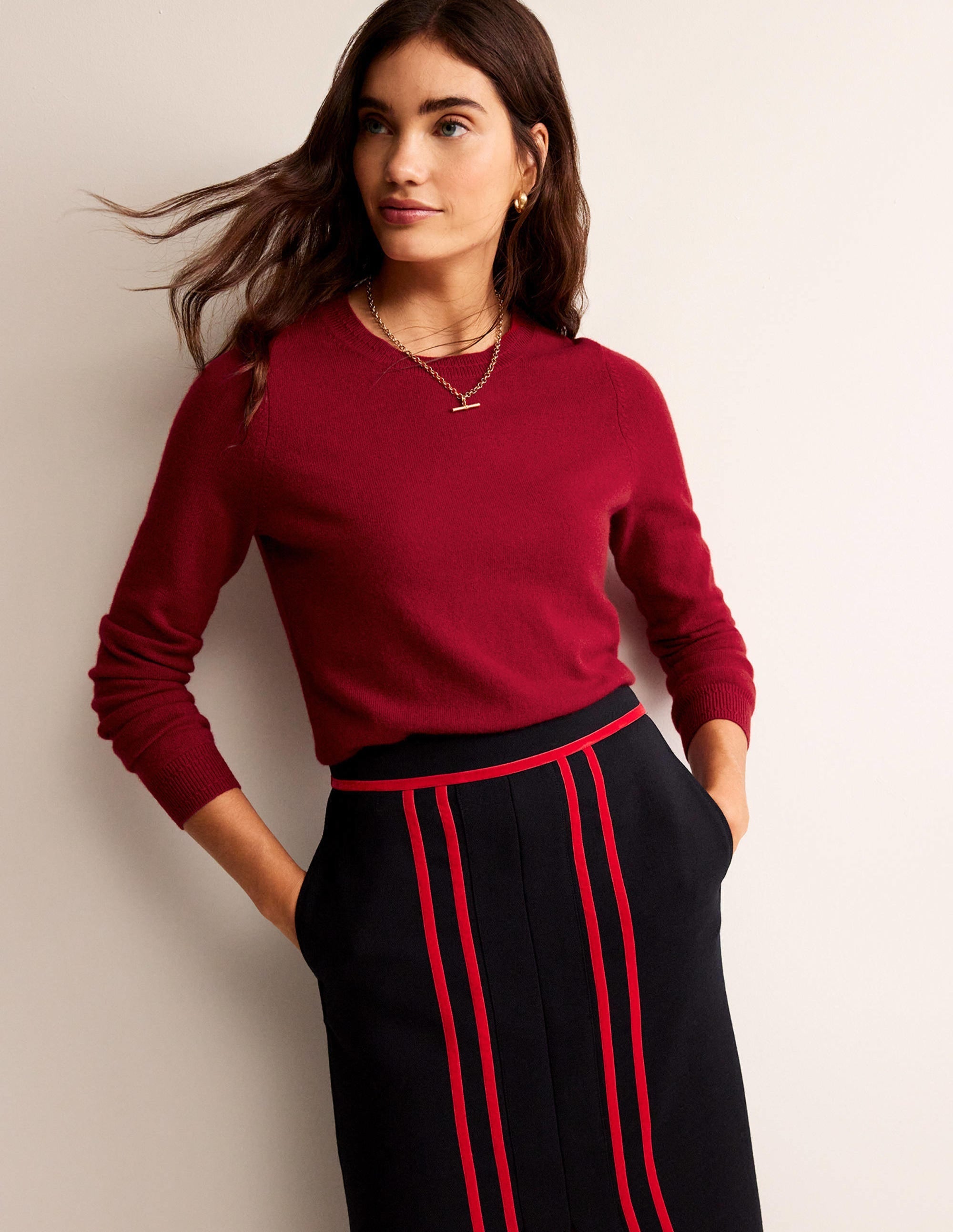 Eva Cashmere Crew Neck Jumper-Salsa - Image 4