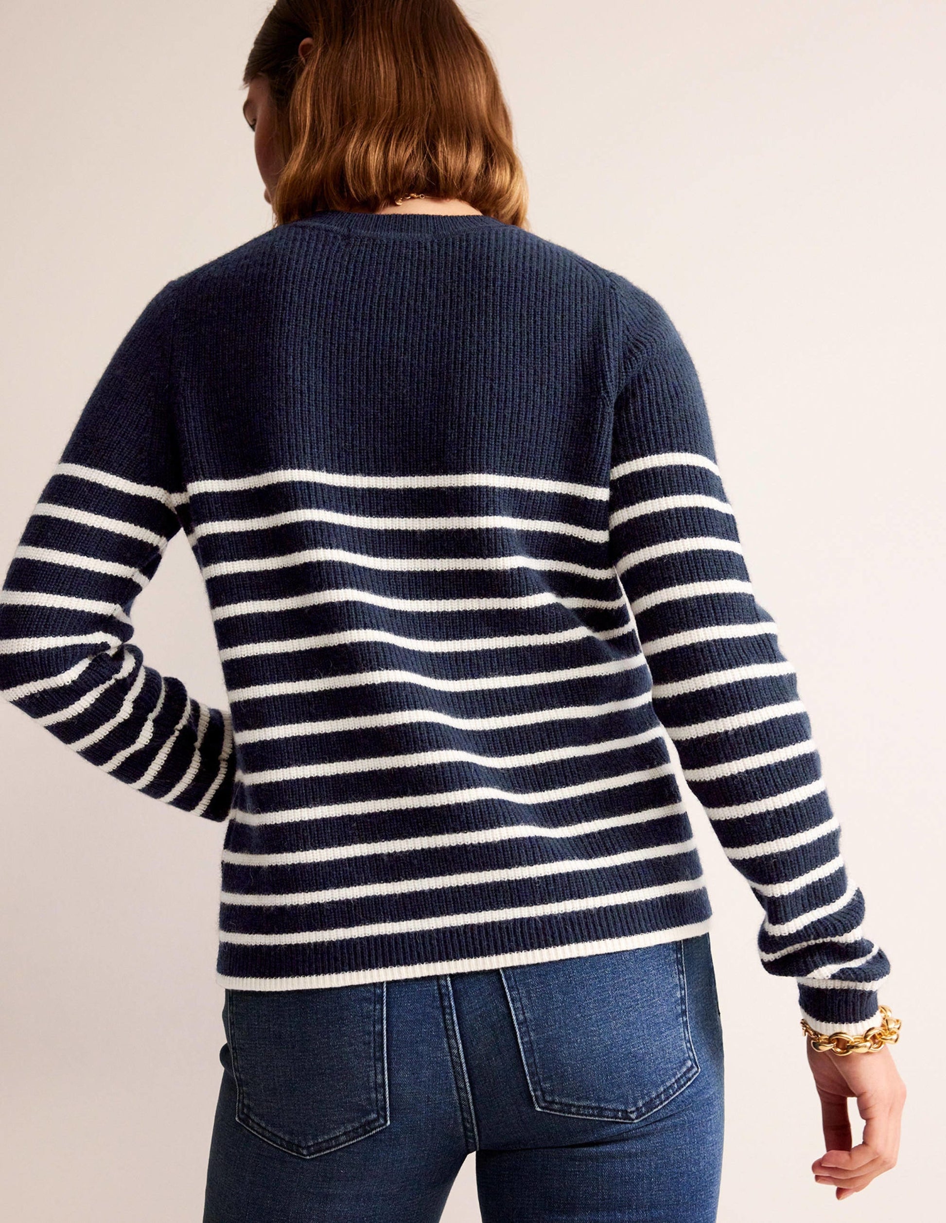 Francesca Stripe Jumper-Navy and Ivory Stripe-3
