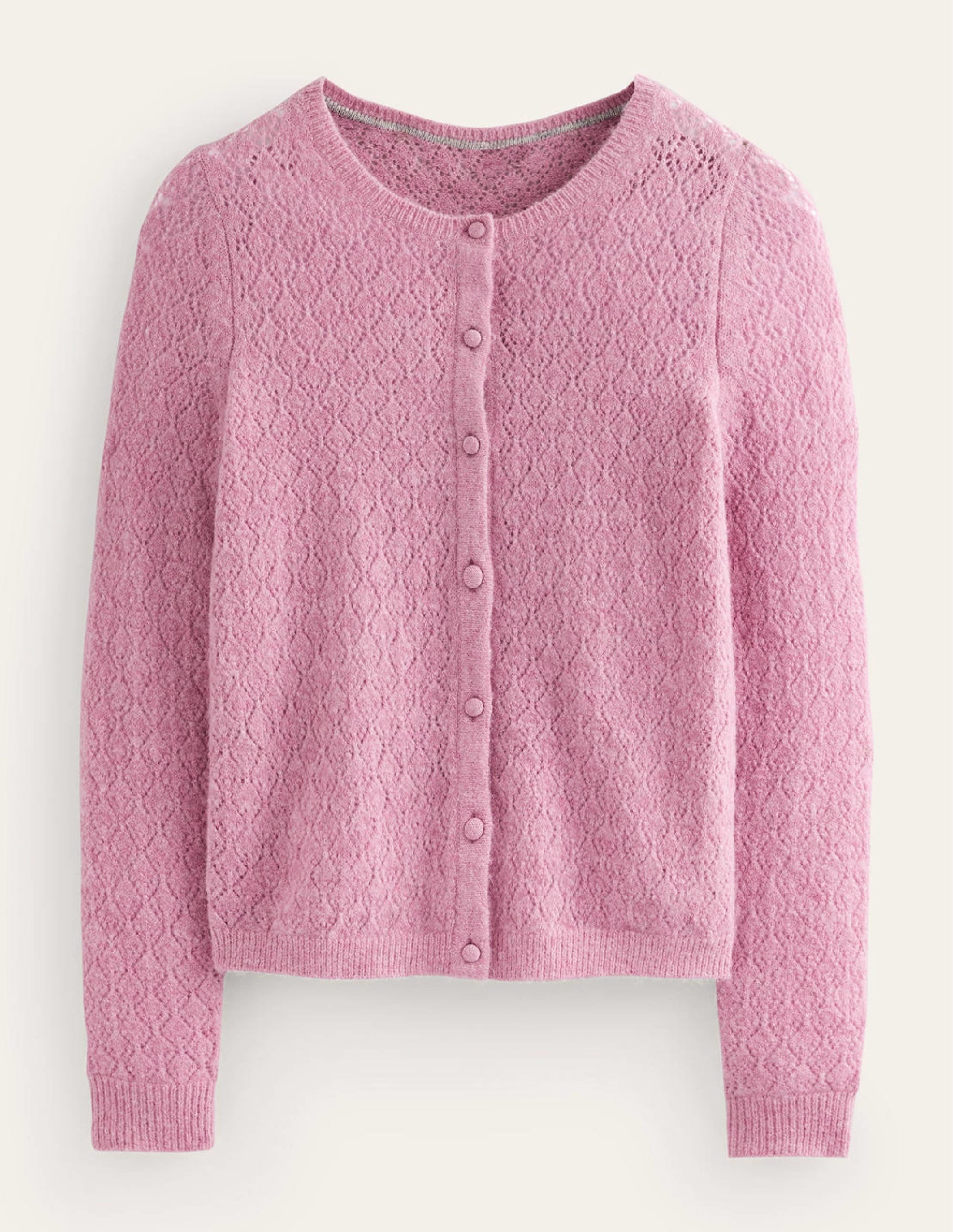 Fluffy Pointelle Cardigan-Strawberry Sherbet - Image 11
