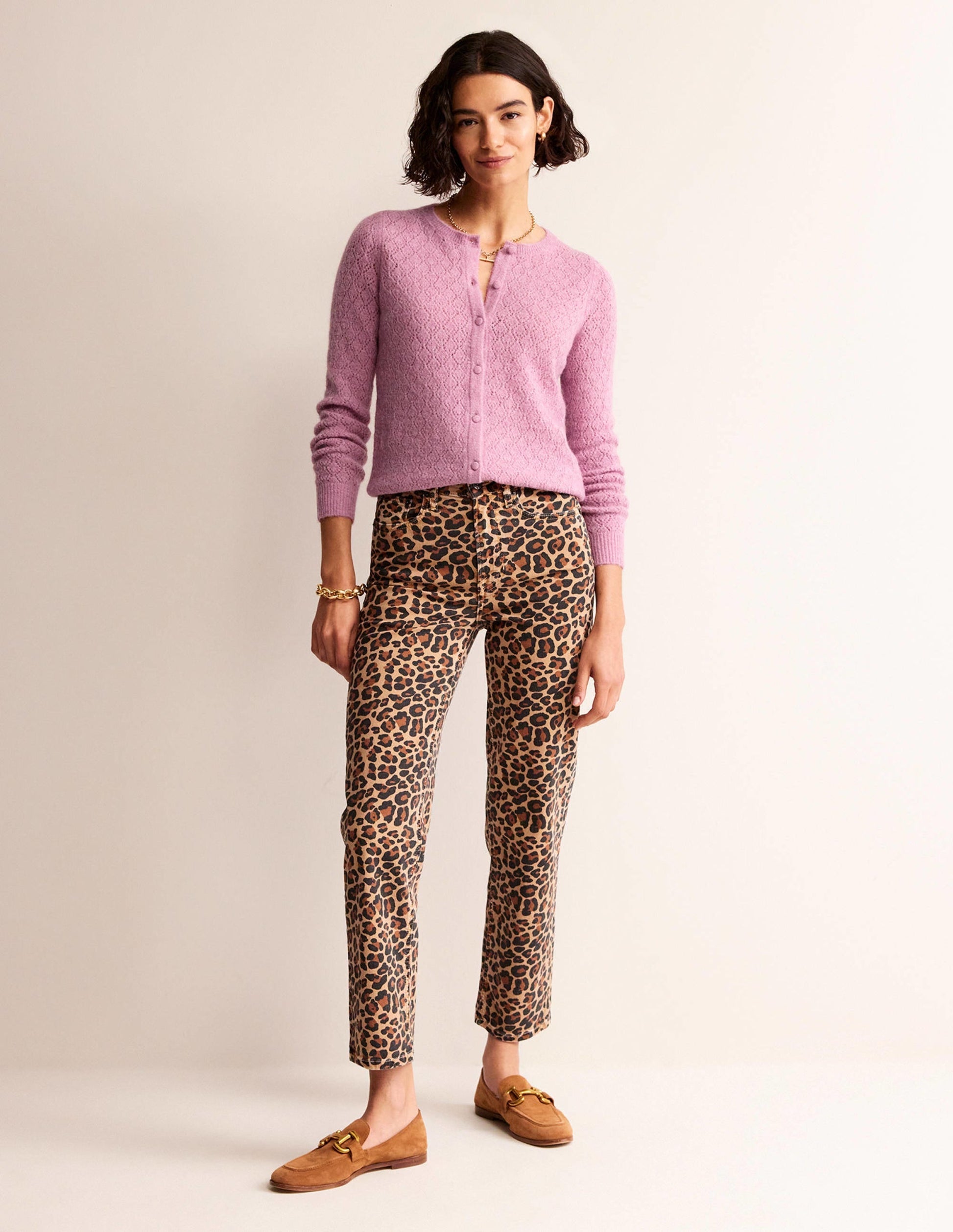 Fluffy Pointelle Cardigan-Strawberry Sherbet-6