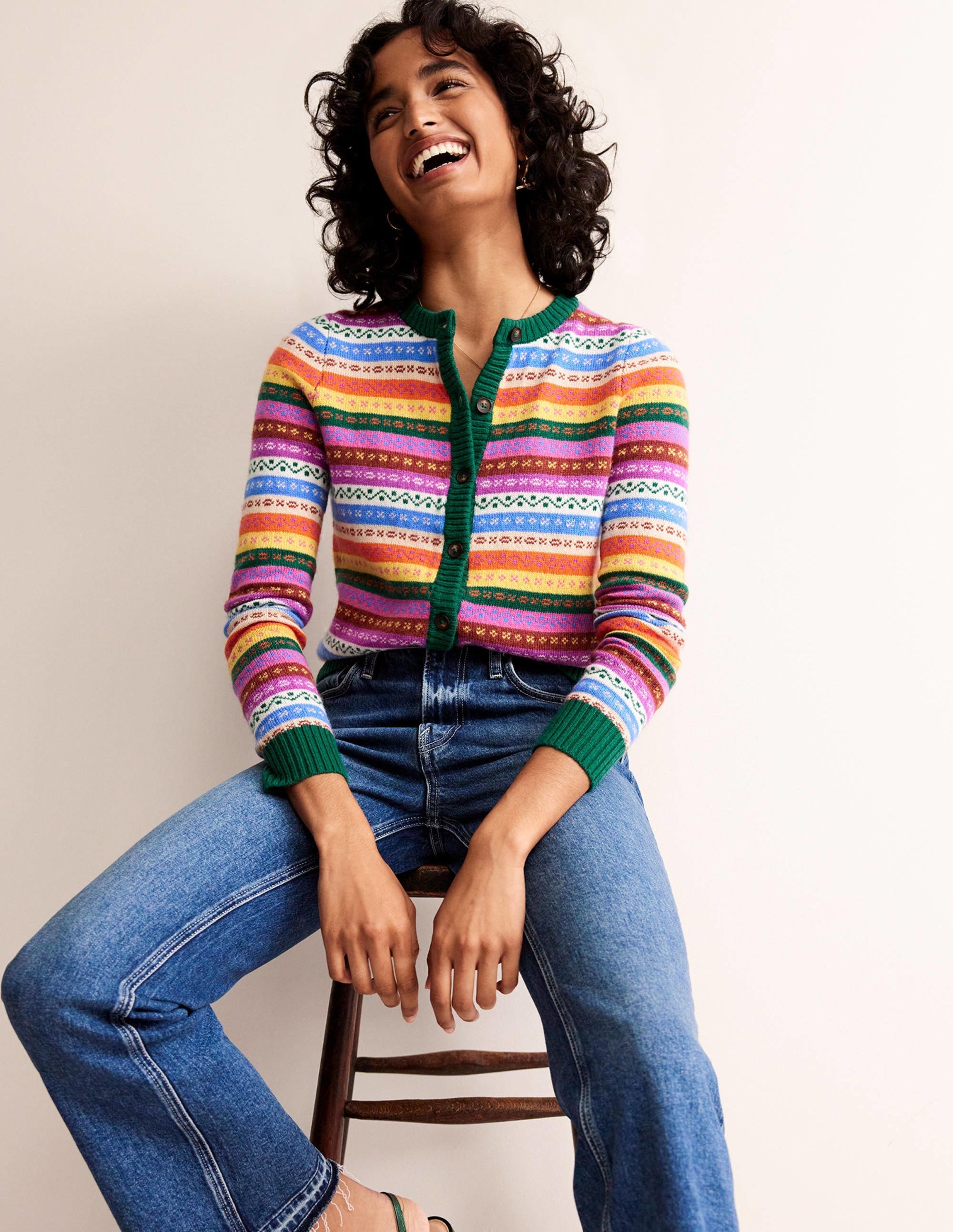Edie Fair Isle Cardigan-Rainbow Fair Isle - Image 4