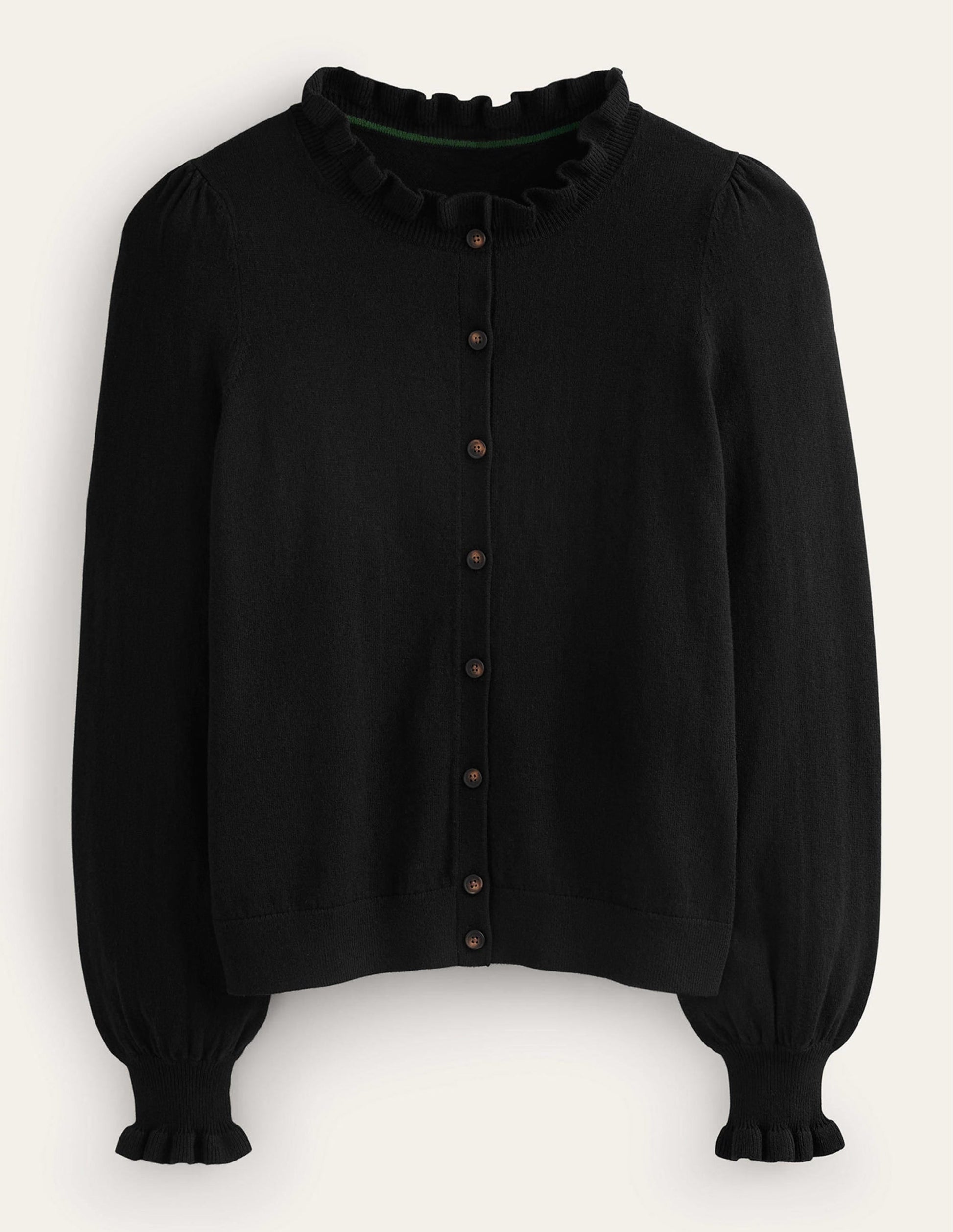Ruffle-Neck Cardigan-Black-5