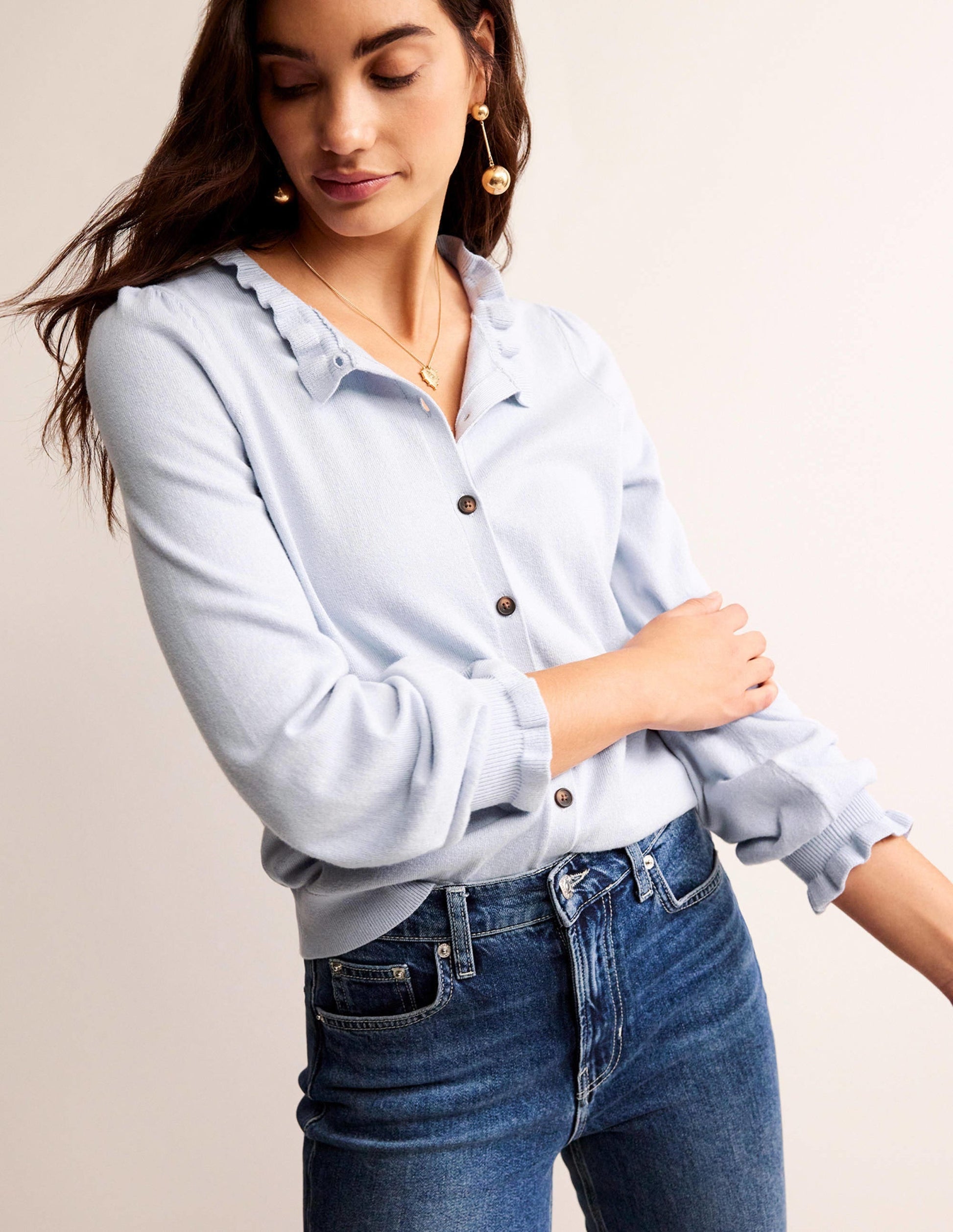 Ruffle-Neck Cardigan-Opal-1