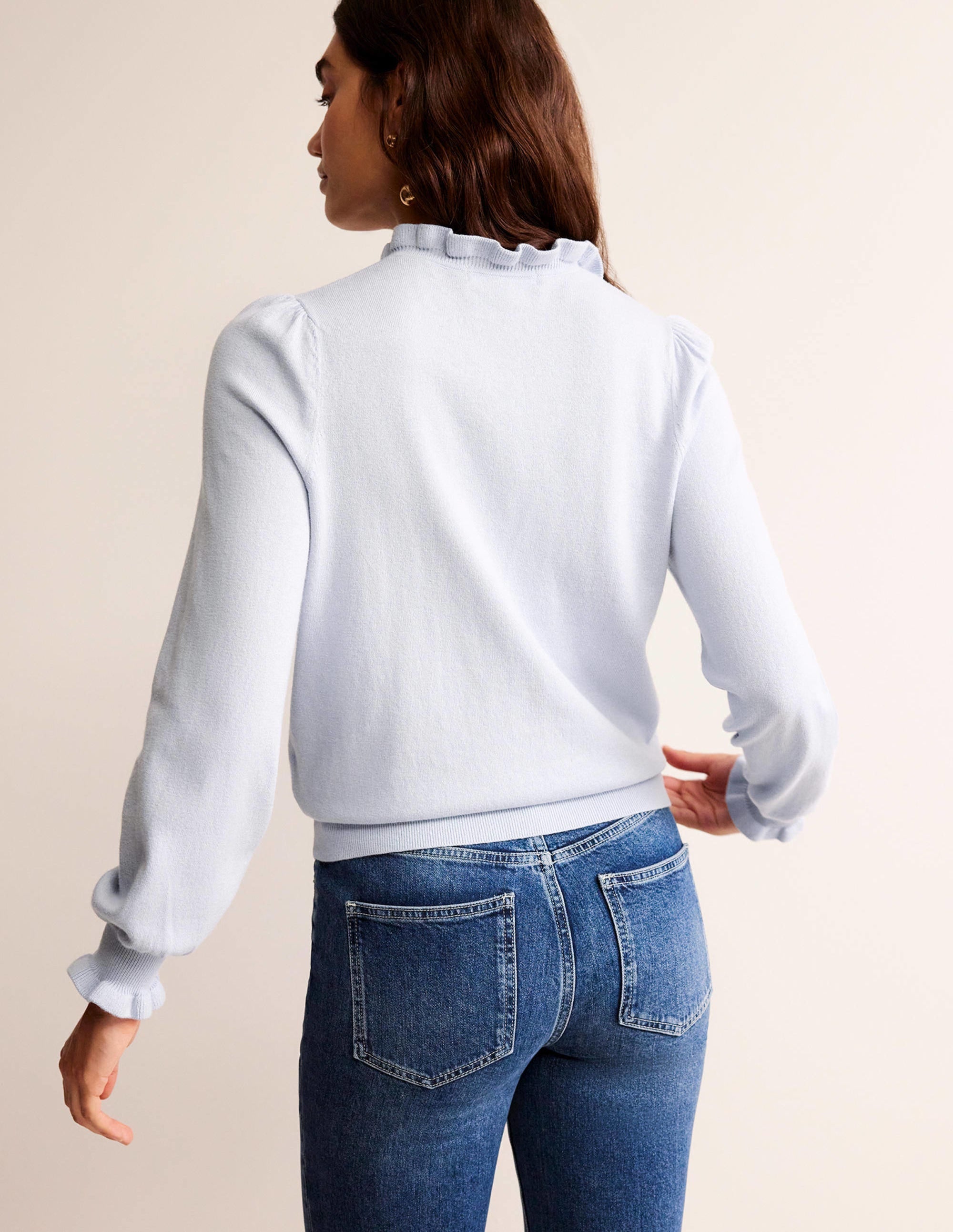 Ruffle-Neck Cardigan-Opal - Image 3