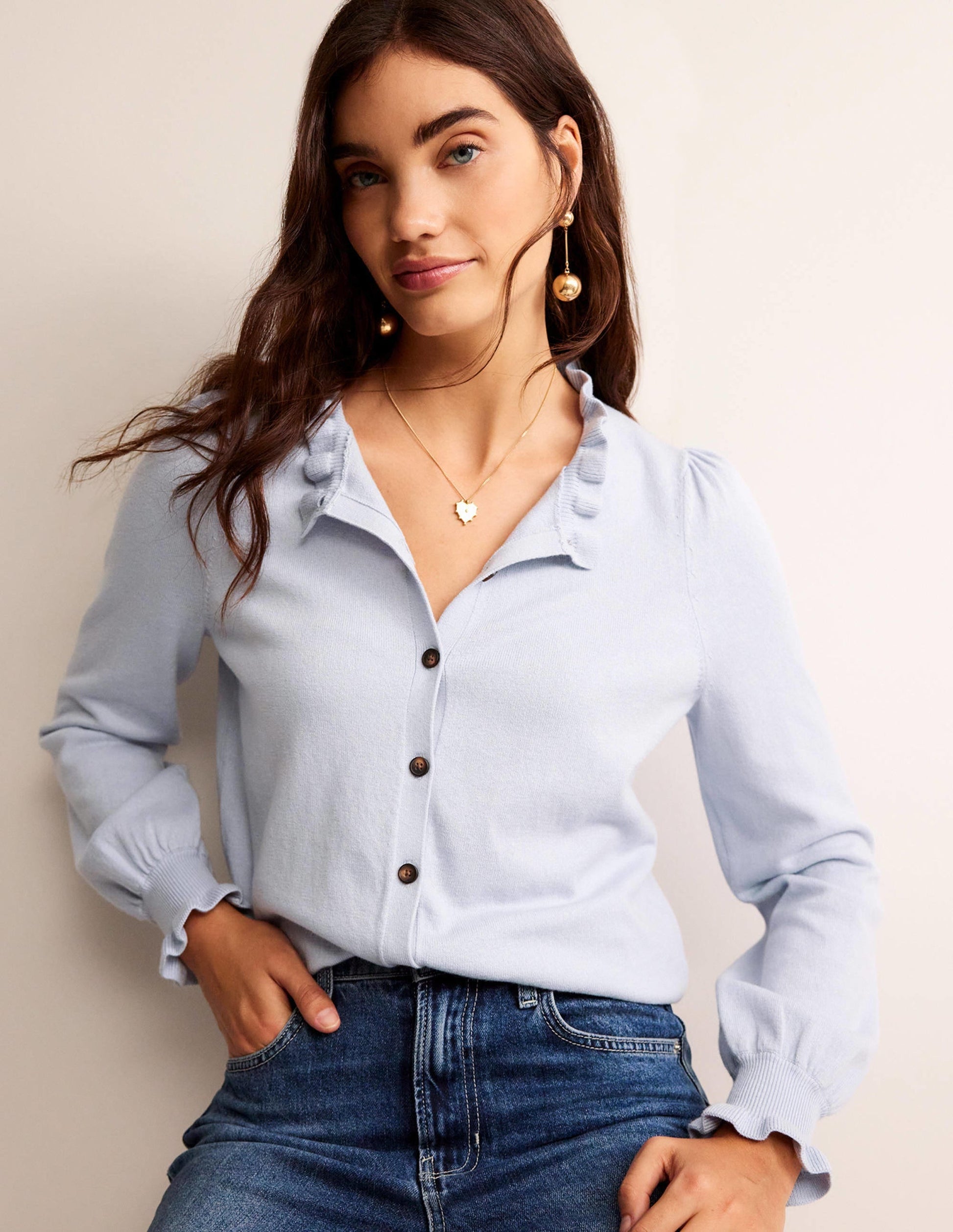 Ruffle-Neck Cardigan-Opal-4