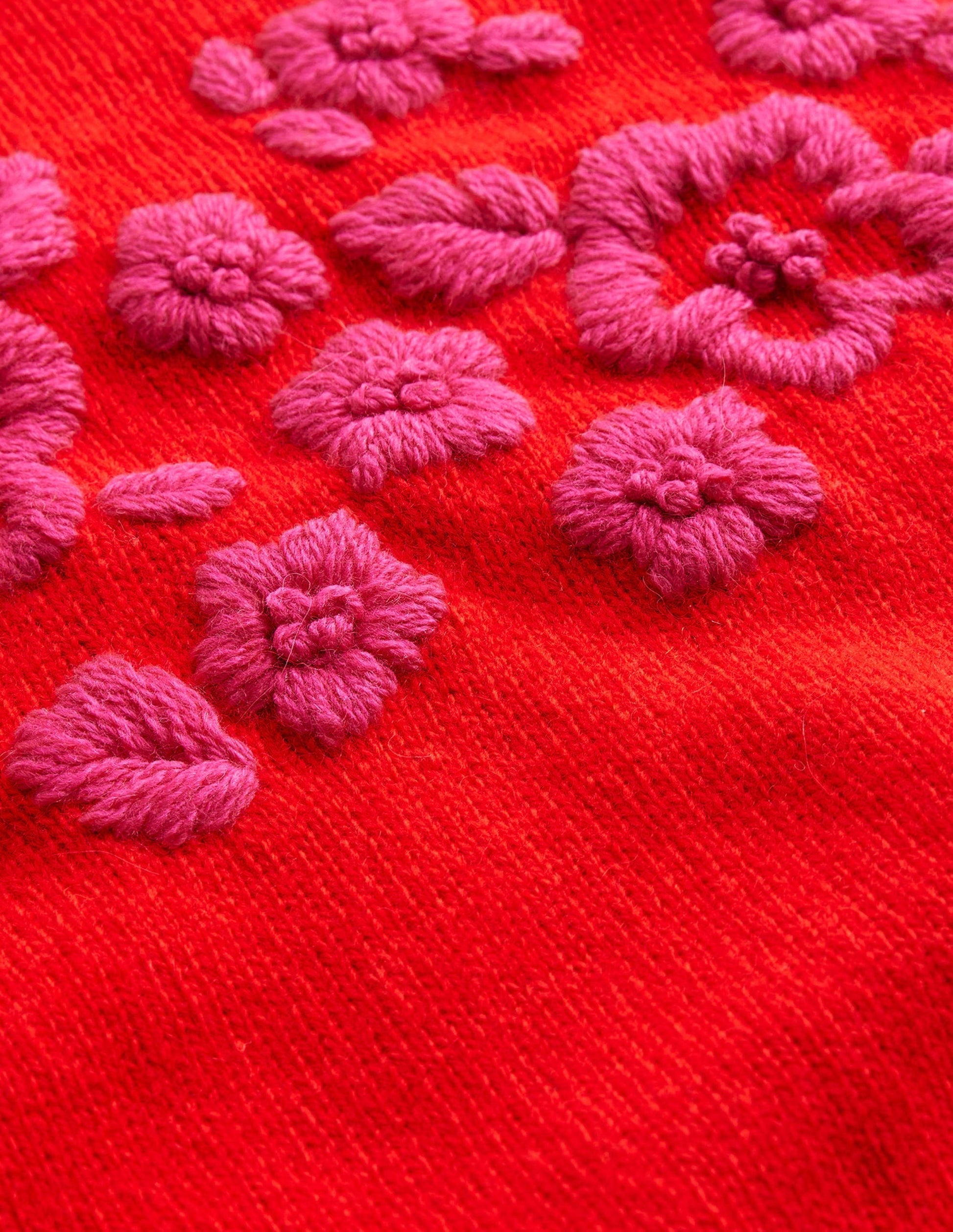 Embroidered Crew Neck Jumper-Brilliant Red-7