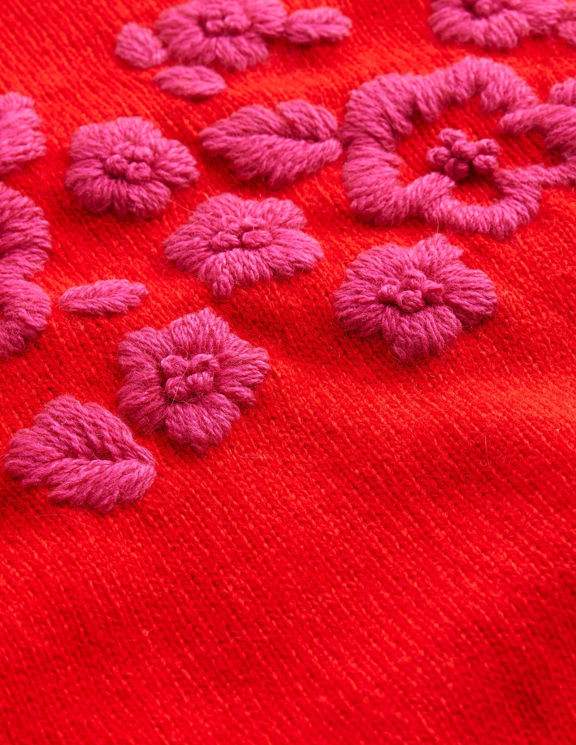 Embroidered Crew Neck Jumper-Brilliant Red - Image 7