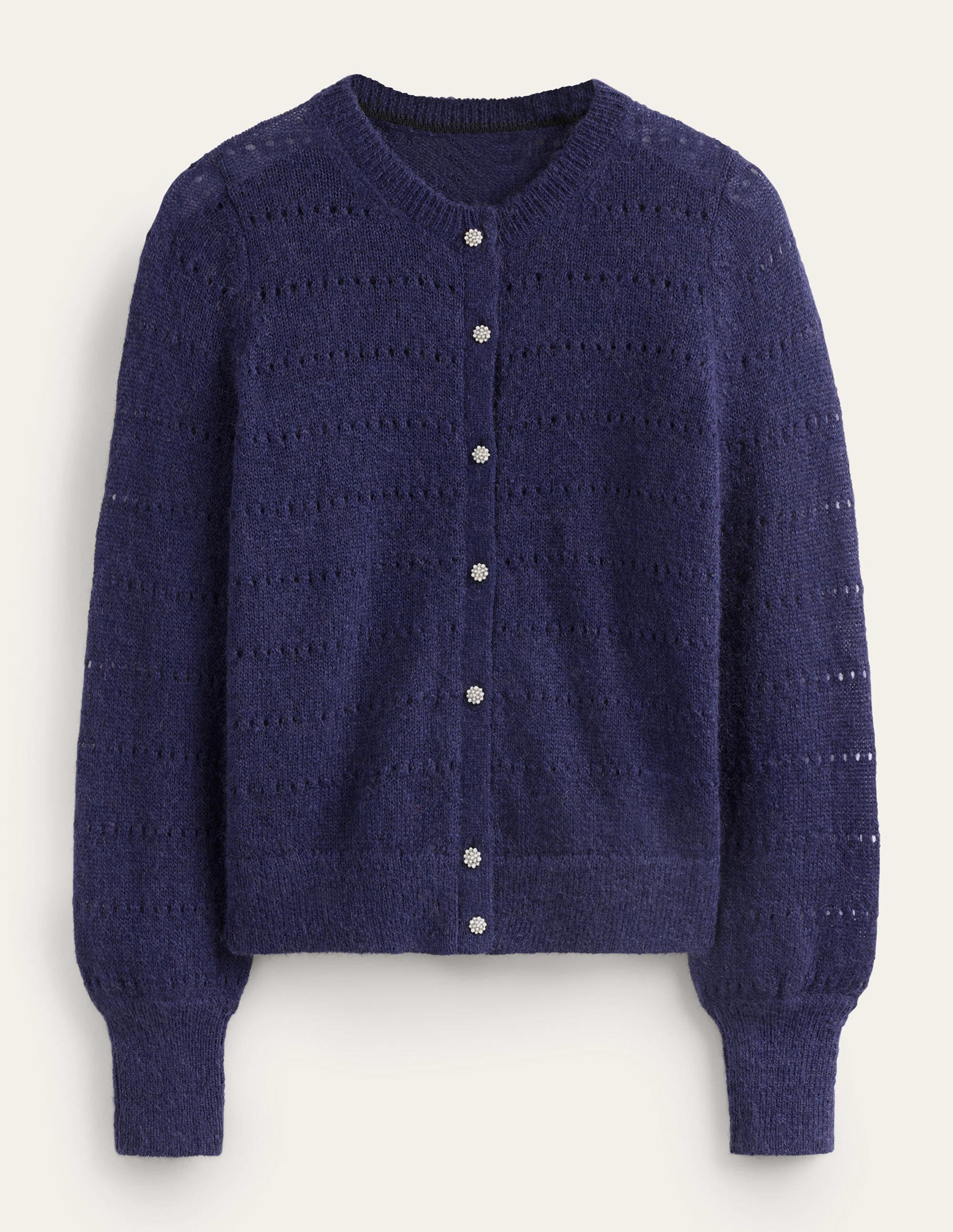 Fluffy Textured Cardigan-Navy - Image 5