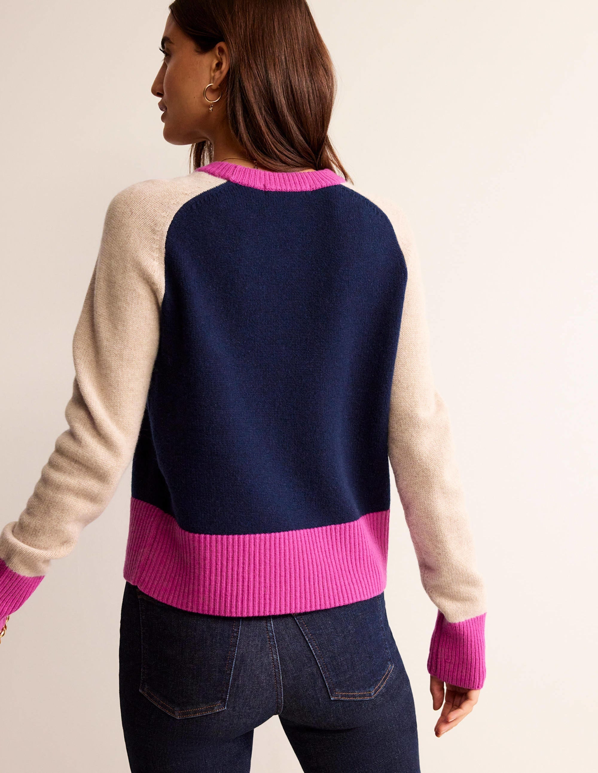 Olivia Merino Jumper-French Navy Colourblock - Image 3