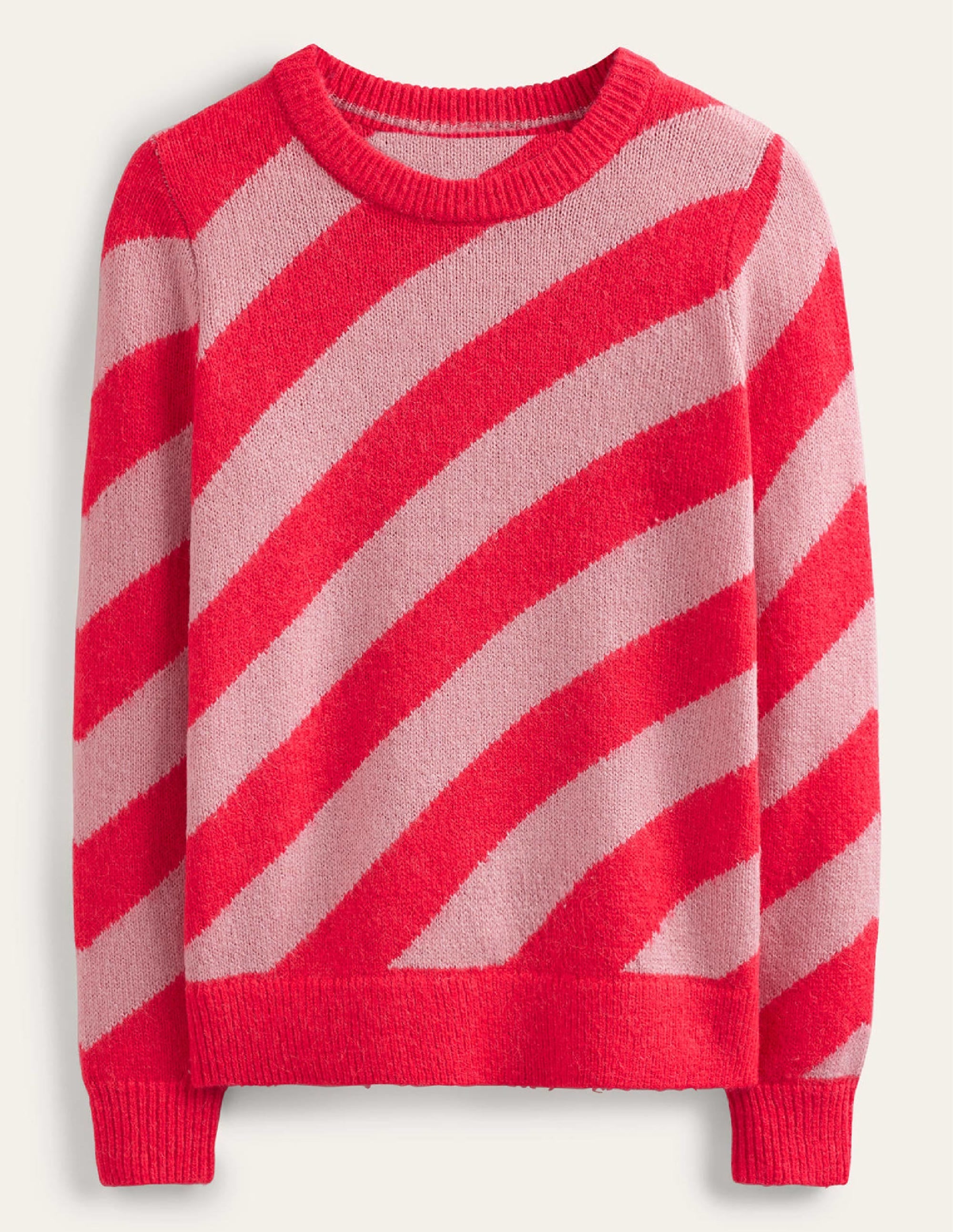Fluffy Diagonal Stripe Jumper-Pink and Orange Stripe - Image 6