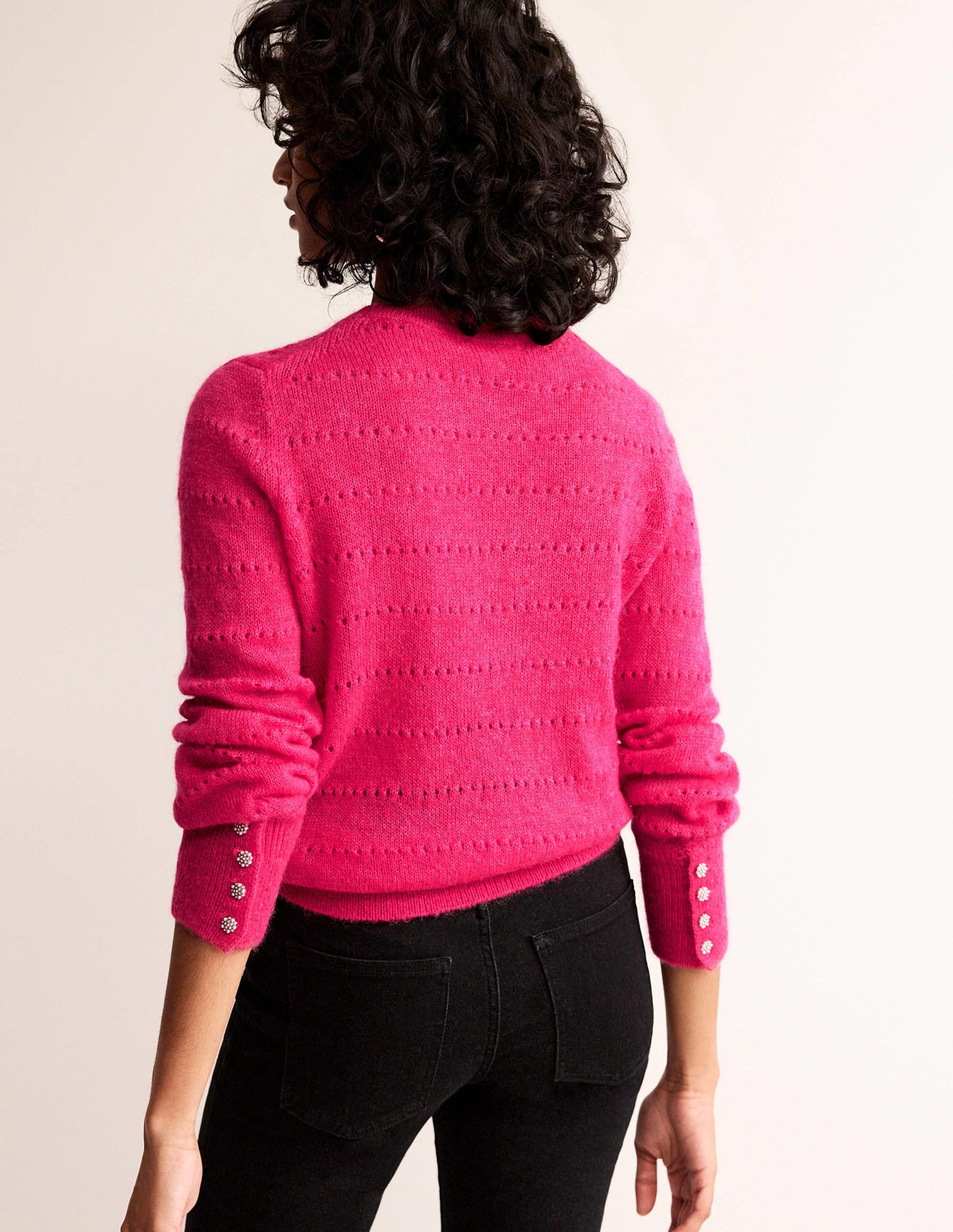 Fluffy Textured Jumper-Vibrant Pink-3