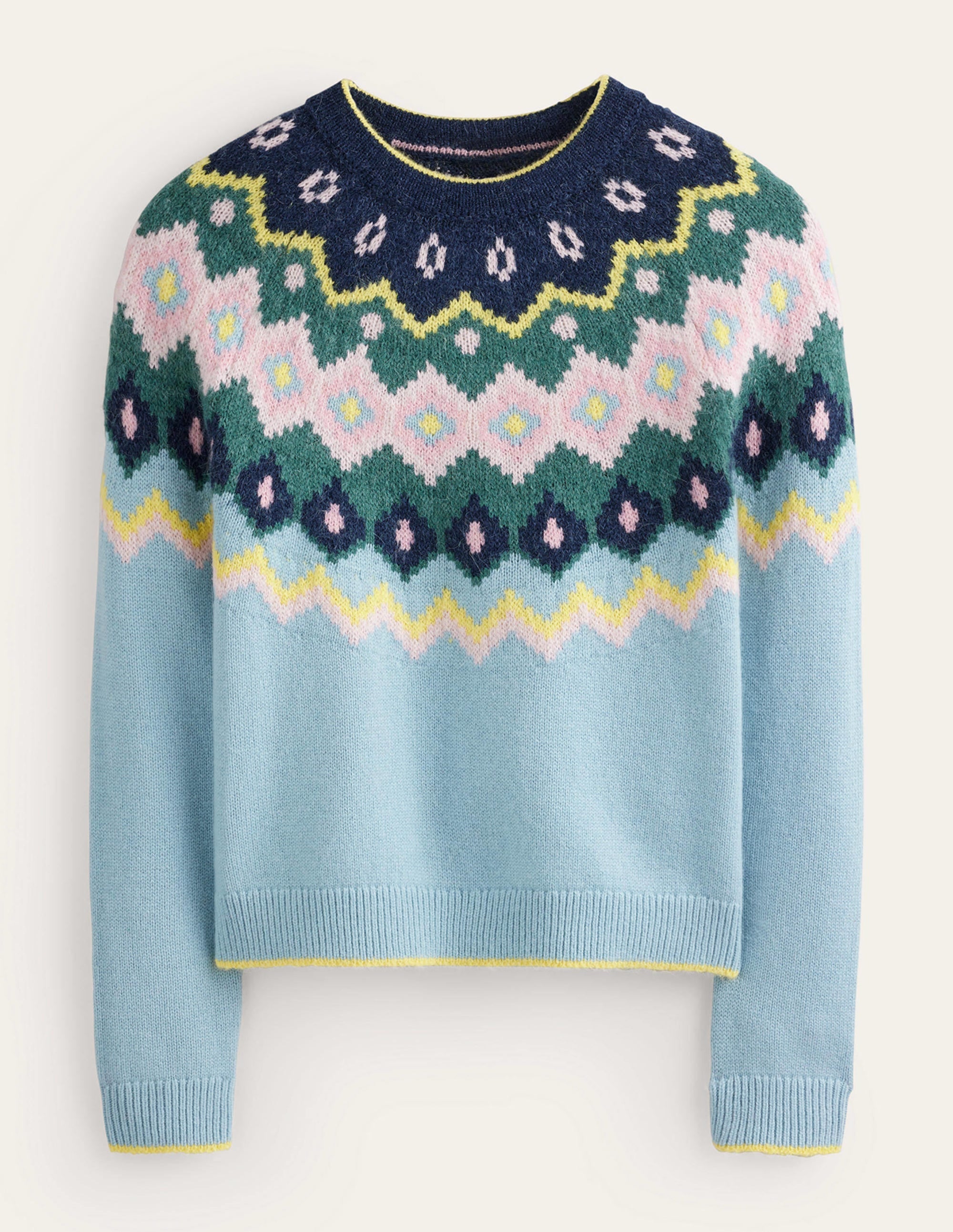 Hettie Fluffy Fair Isle Jumper-Green Smoke Fair Isle - Image 6