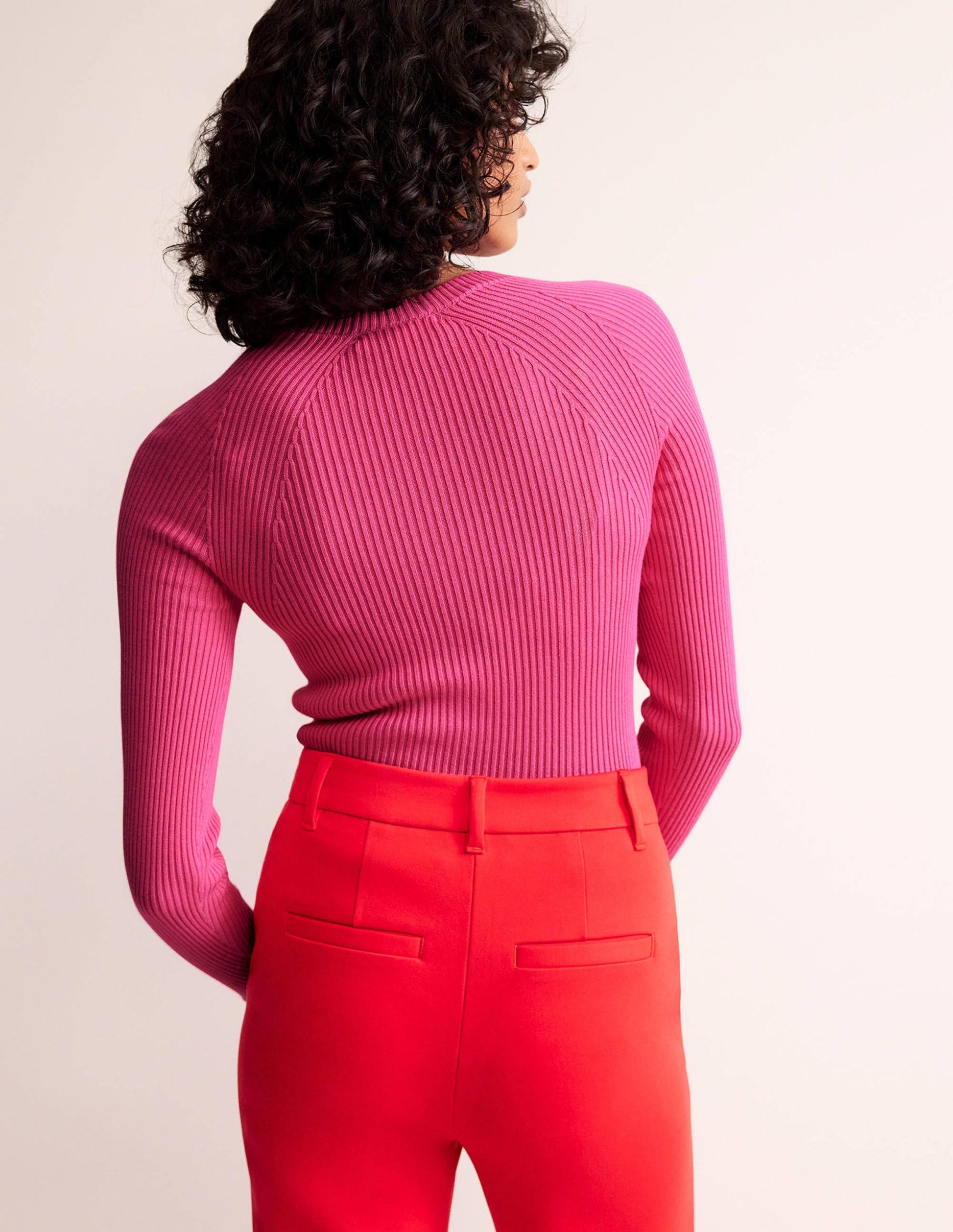Ribbed Cotton Jumper-Pink-3