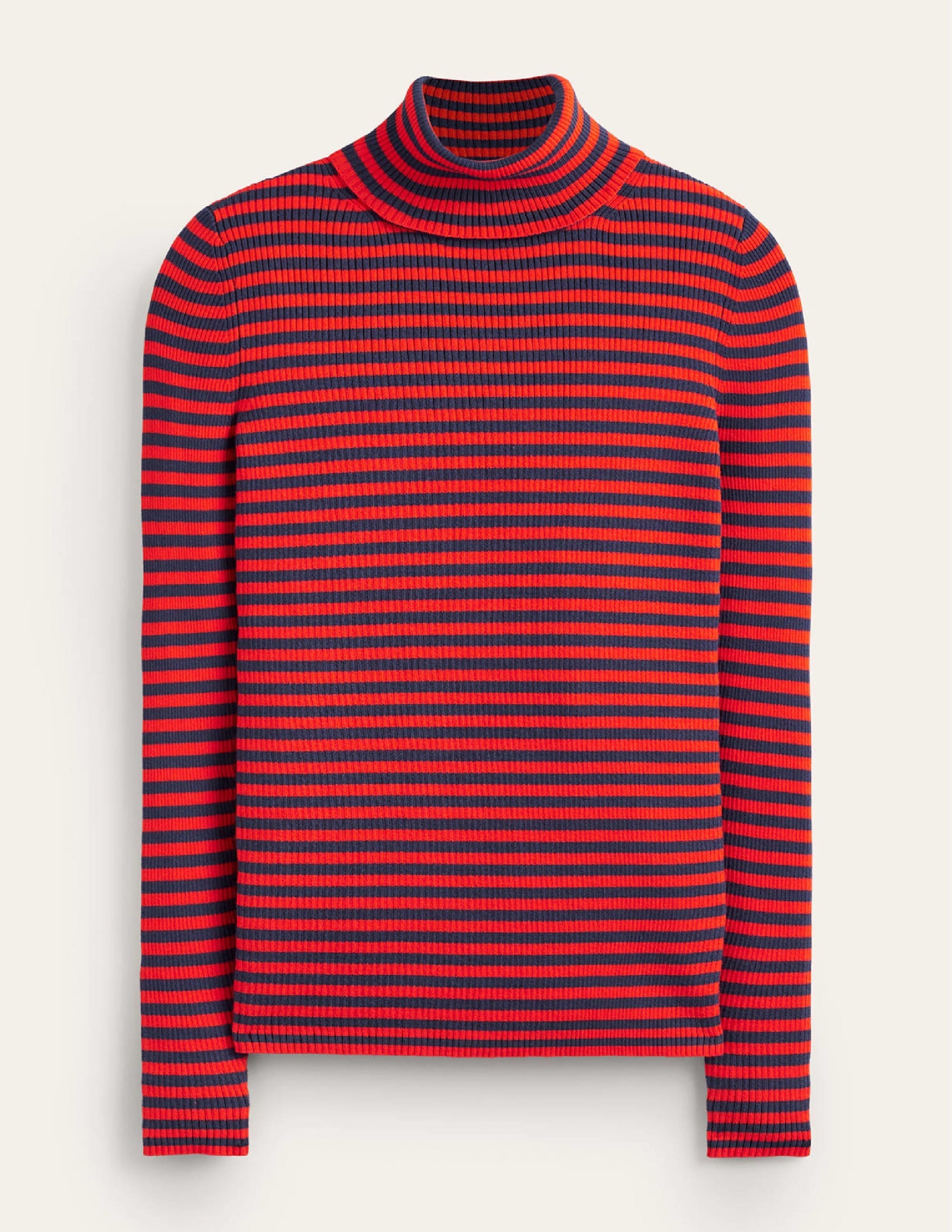 Catriona Roll Neck Jumper-French Navy / Fiesta Orange - Image 6