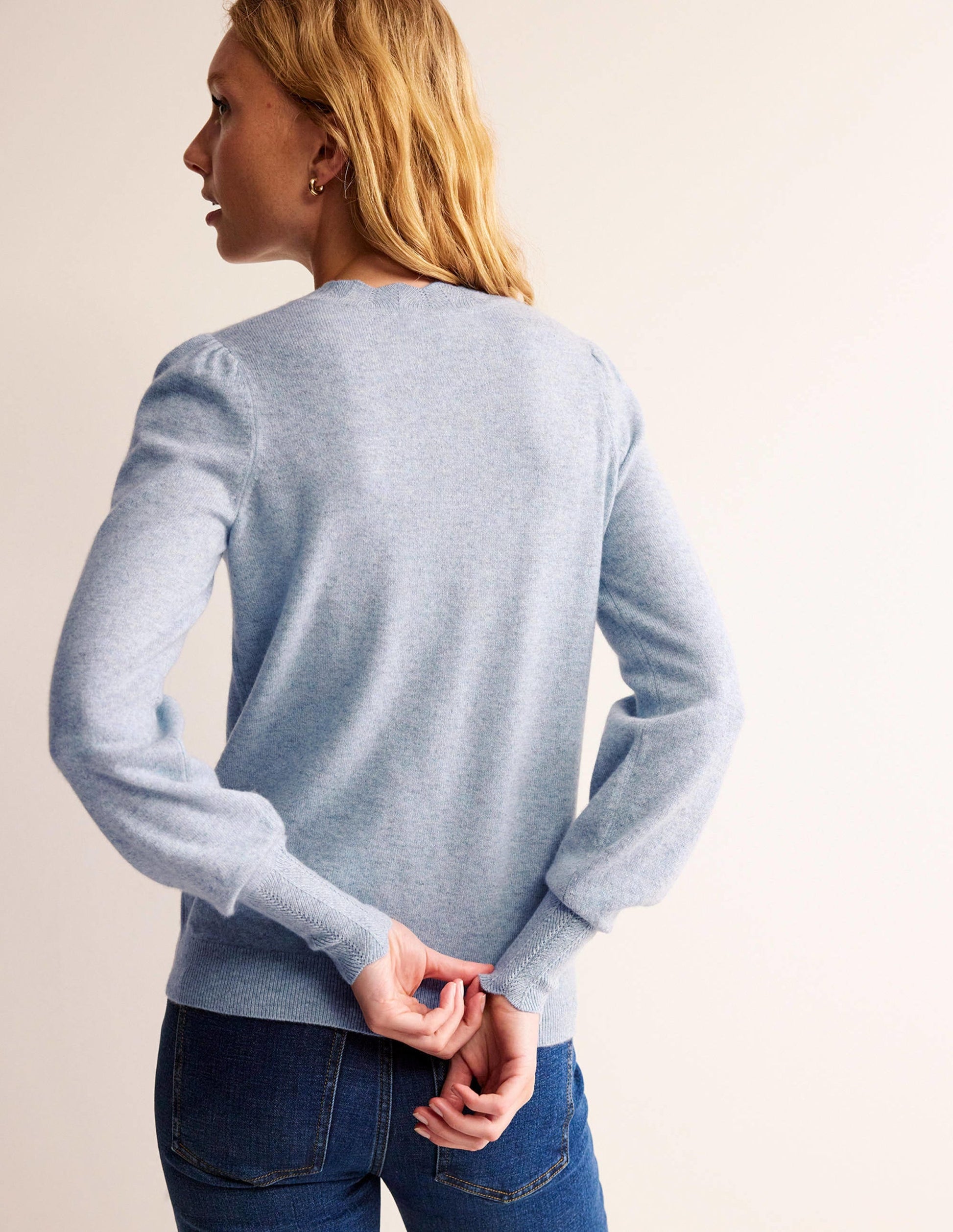 Scallop Trim Cashmere Jumper-Dusk Blue-3