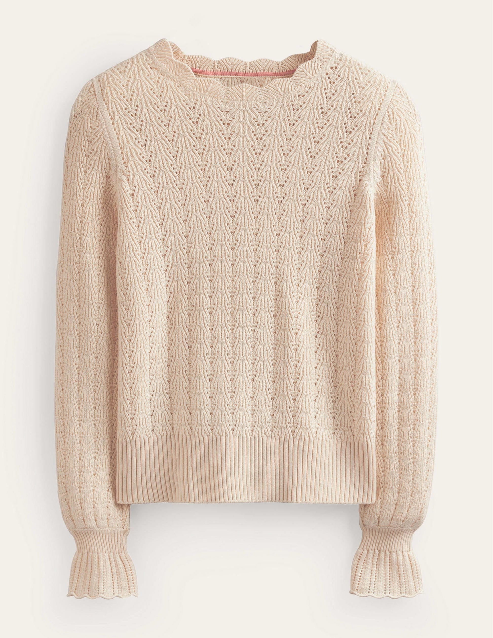 Pointelle Stitch Jumper-Warm Ivory-6