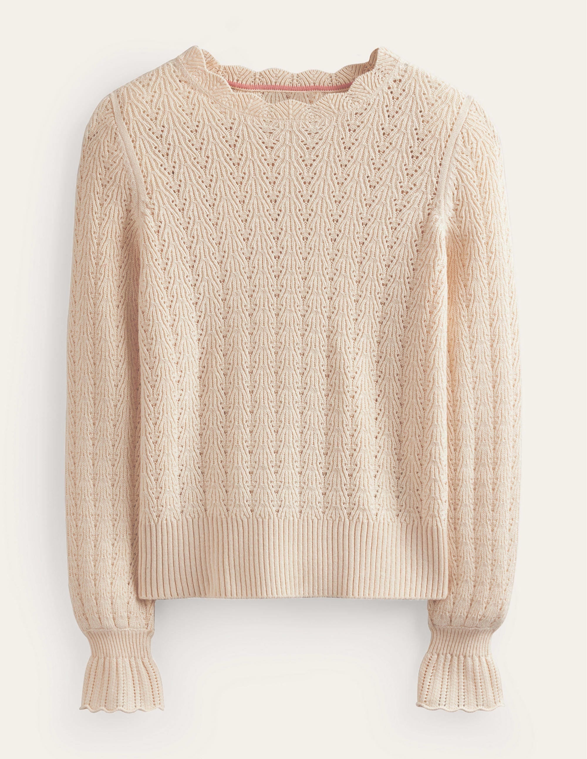 Pointelle Stitch Jumper-Warm Ivory - Image 6