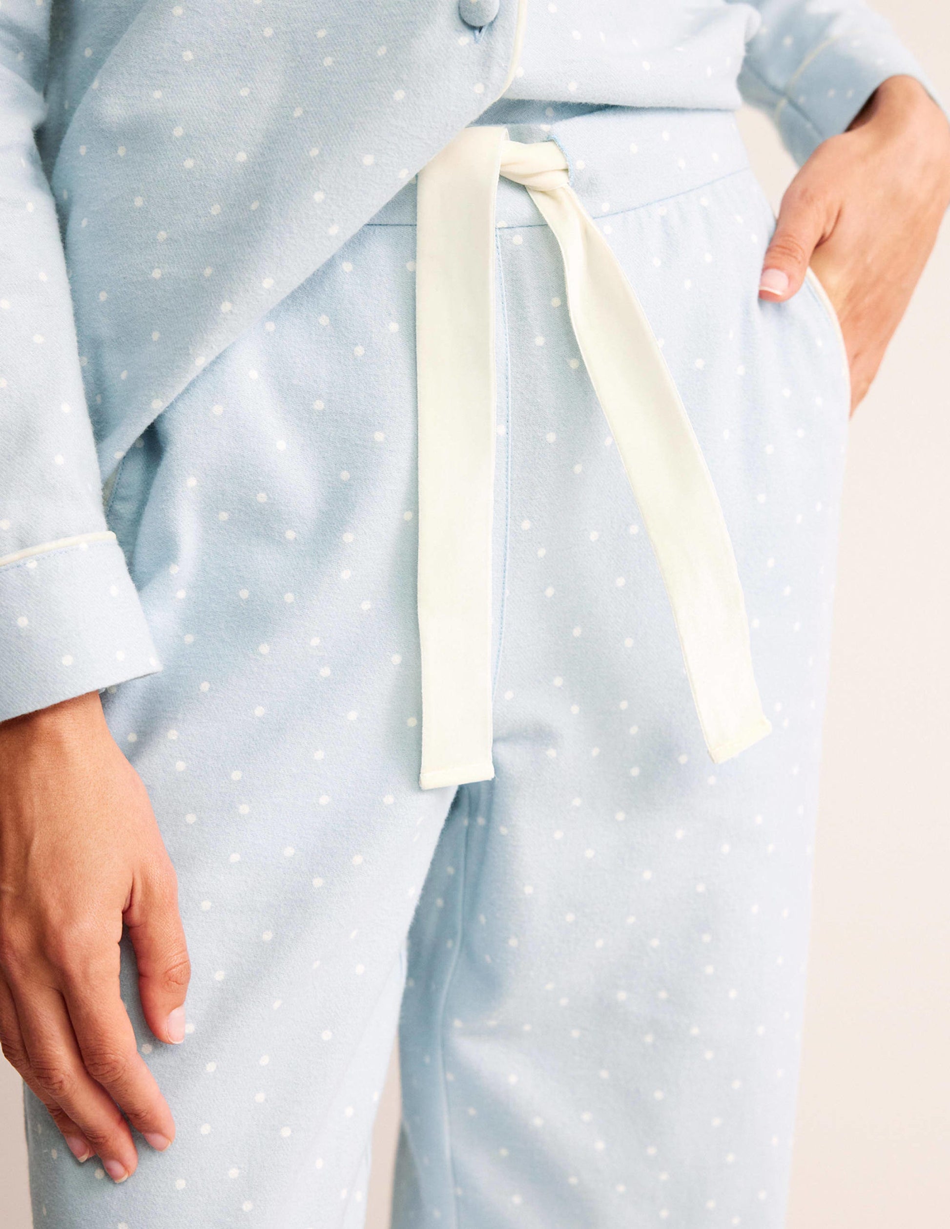 Brushed Cotton Pyjama Trousers-Surf, Spaced Dotty-2