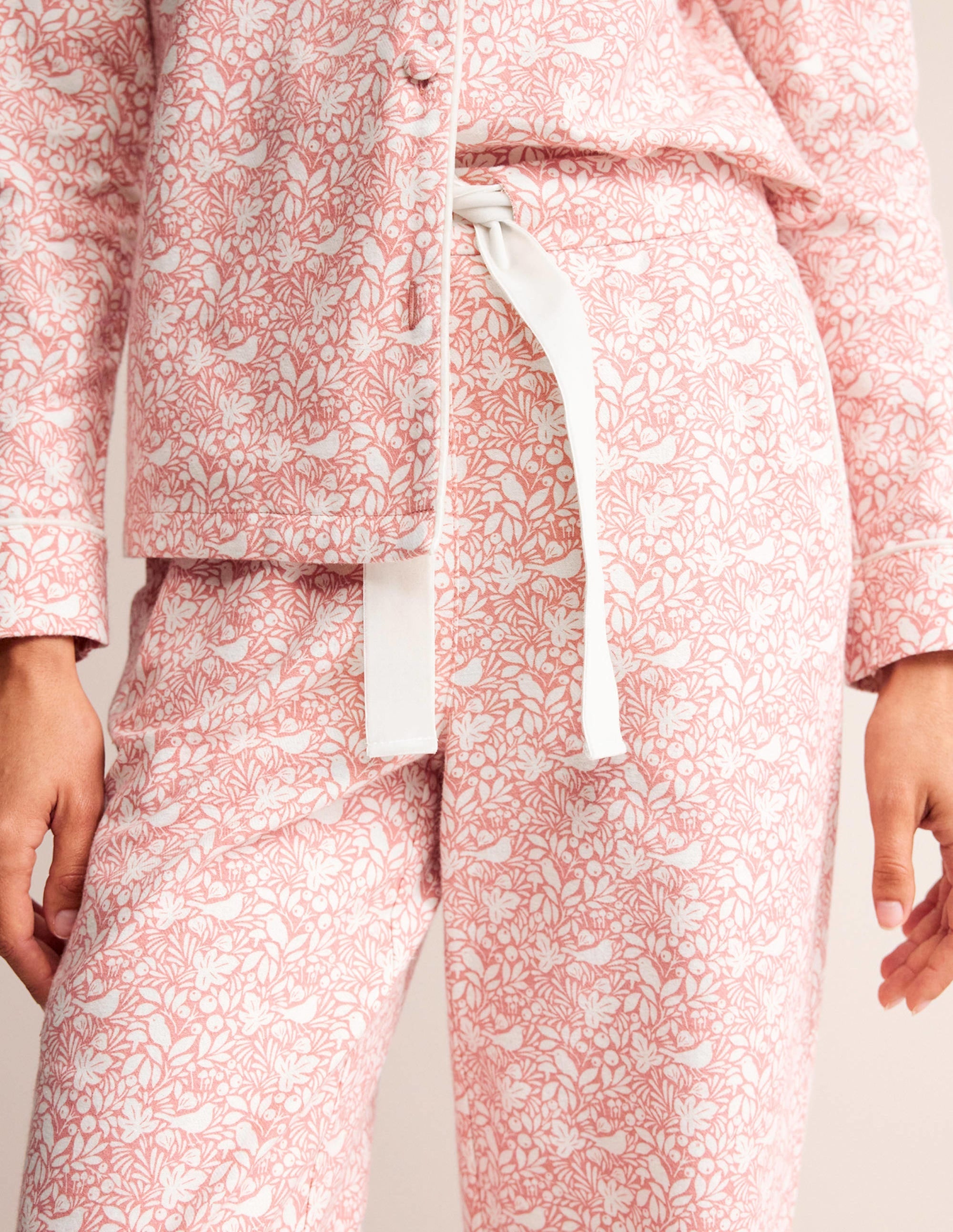 Brushed Cotton Pyjama Trousers-Rosette Blush, Forest Meadow - Image 3