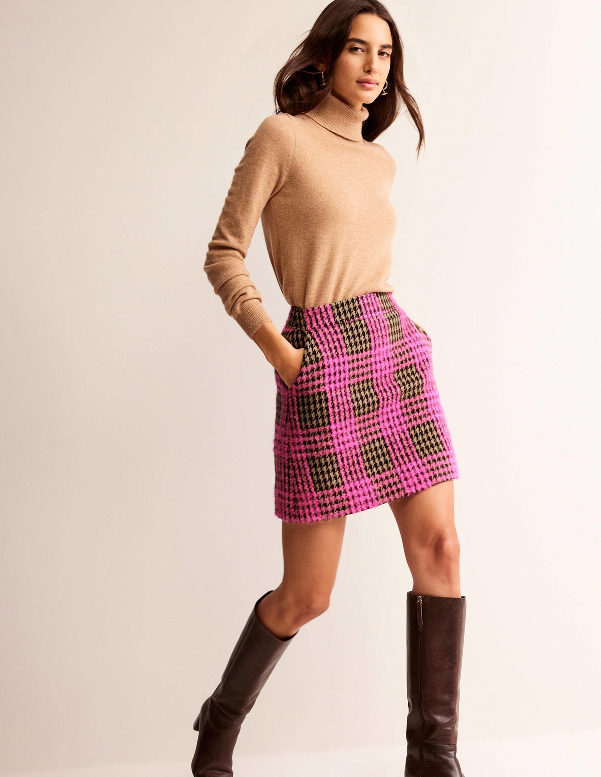 Estella Check Skirt-Neon Pink Check-5
