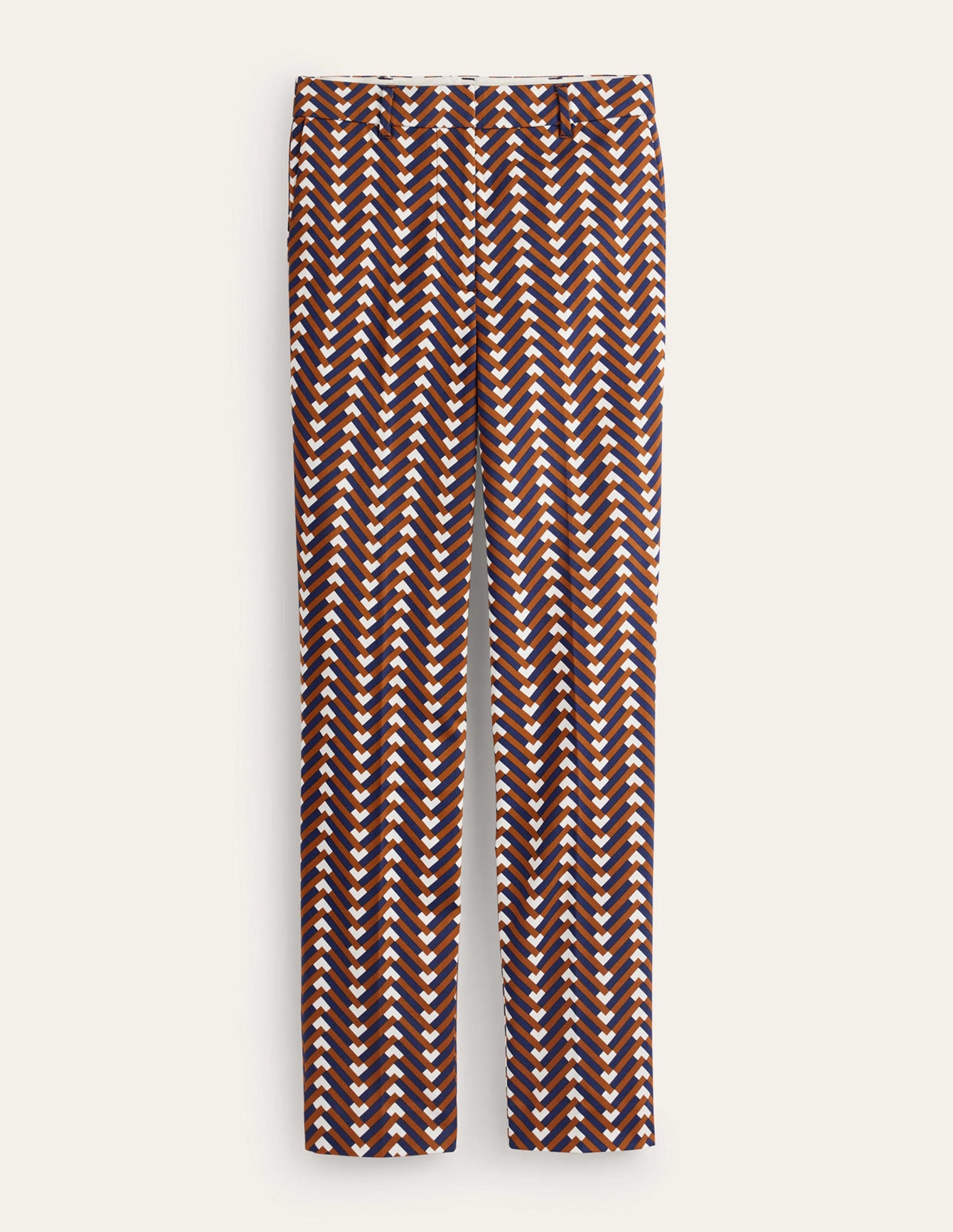 Highgate Printed Trousers-Pumpkin, Chevron Geo-6