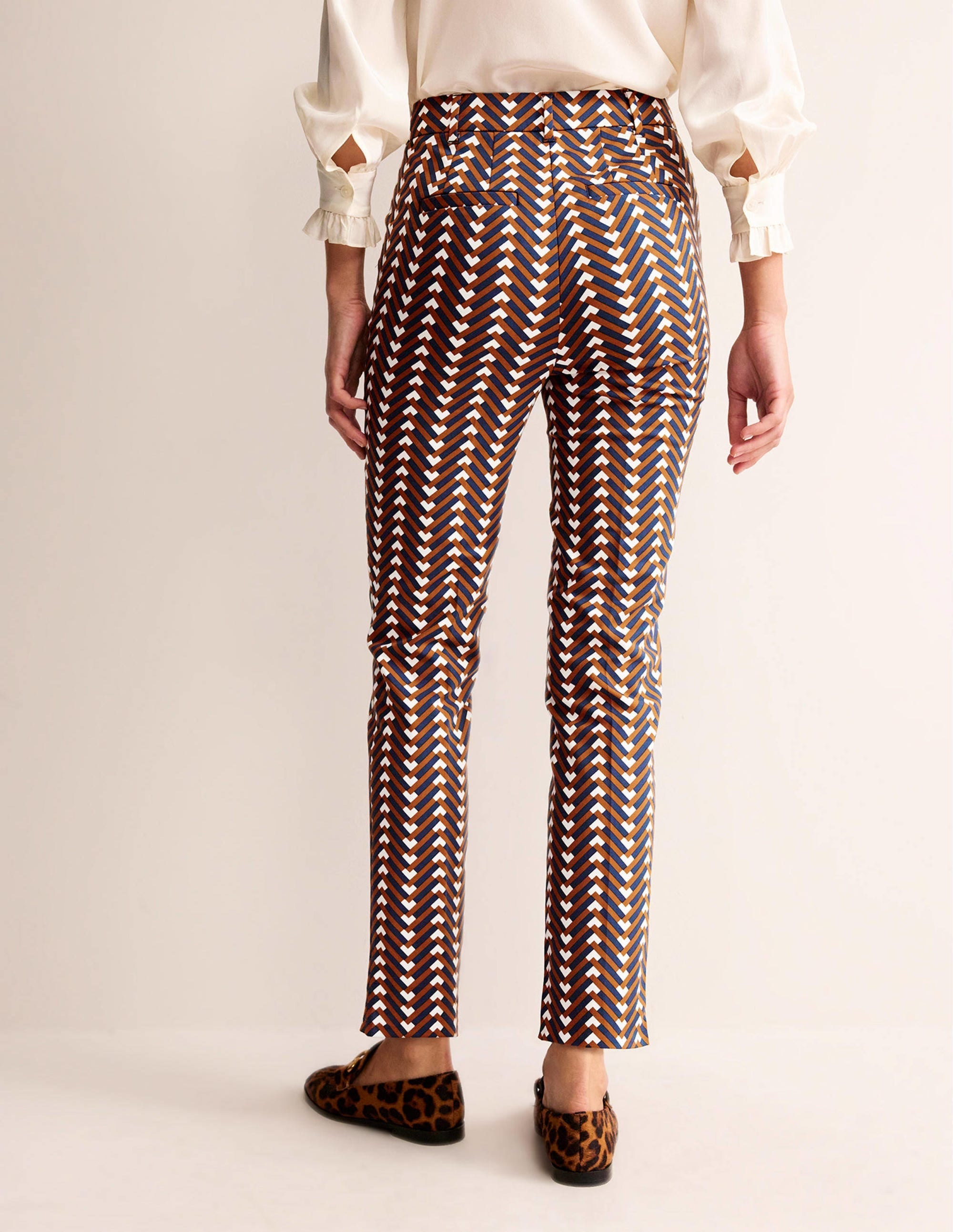 Highgate Printed Trousers-Pumpkin, Chevron Geo - Image 3