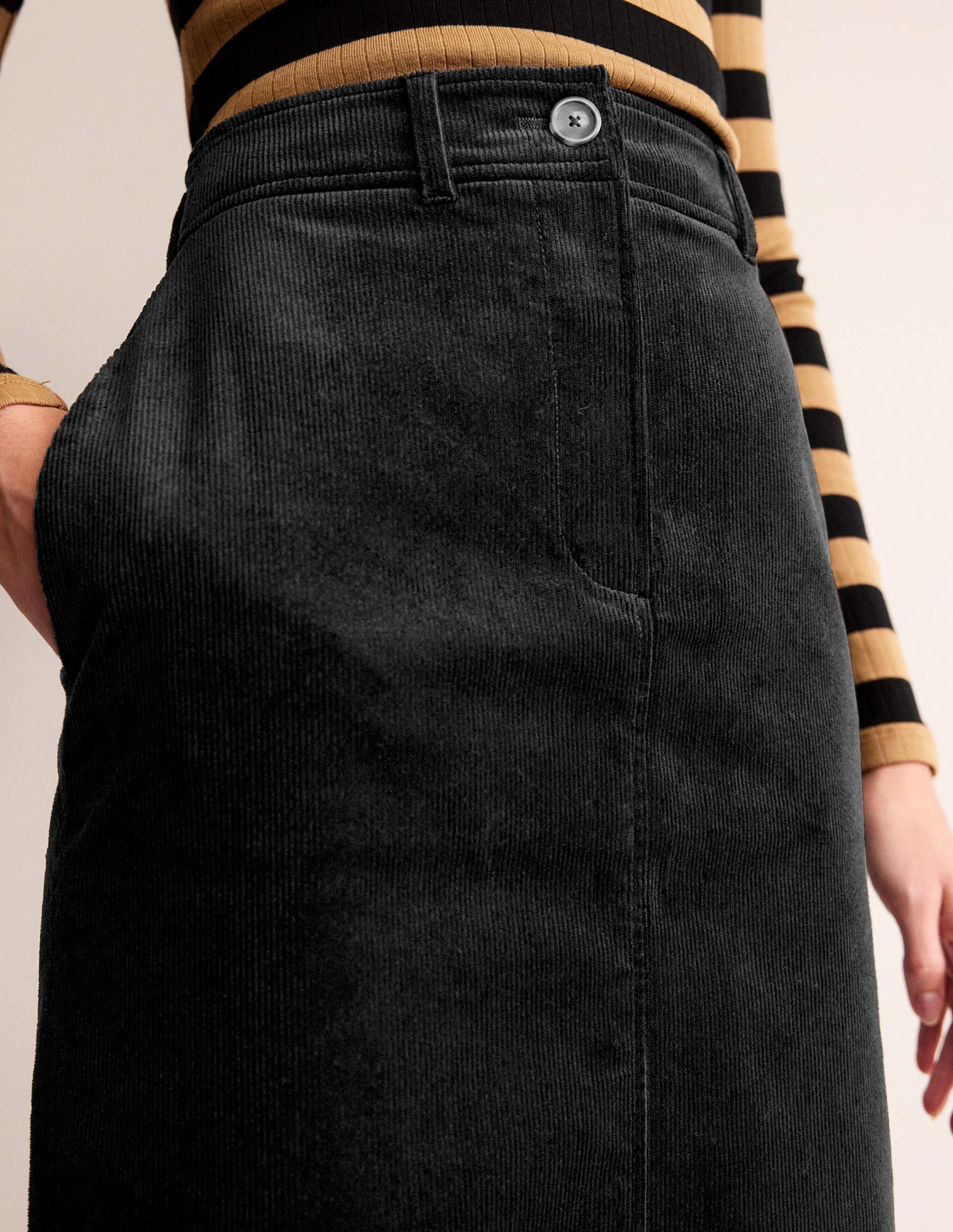 Margot Cord Midi Skirt-Black-2