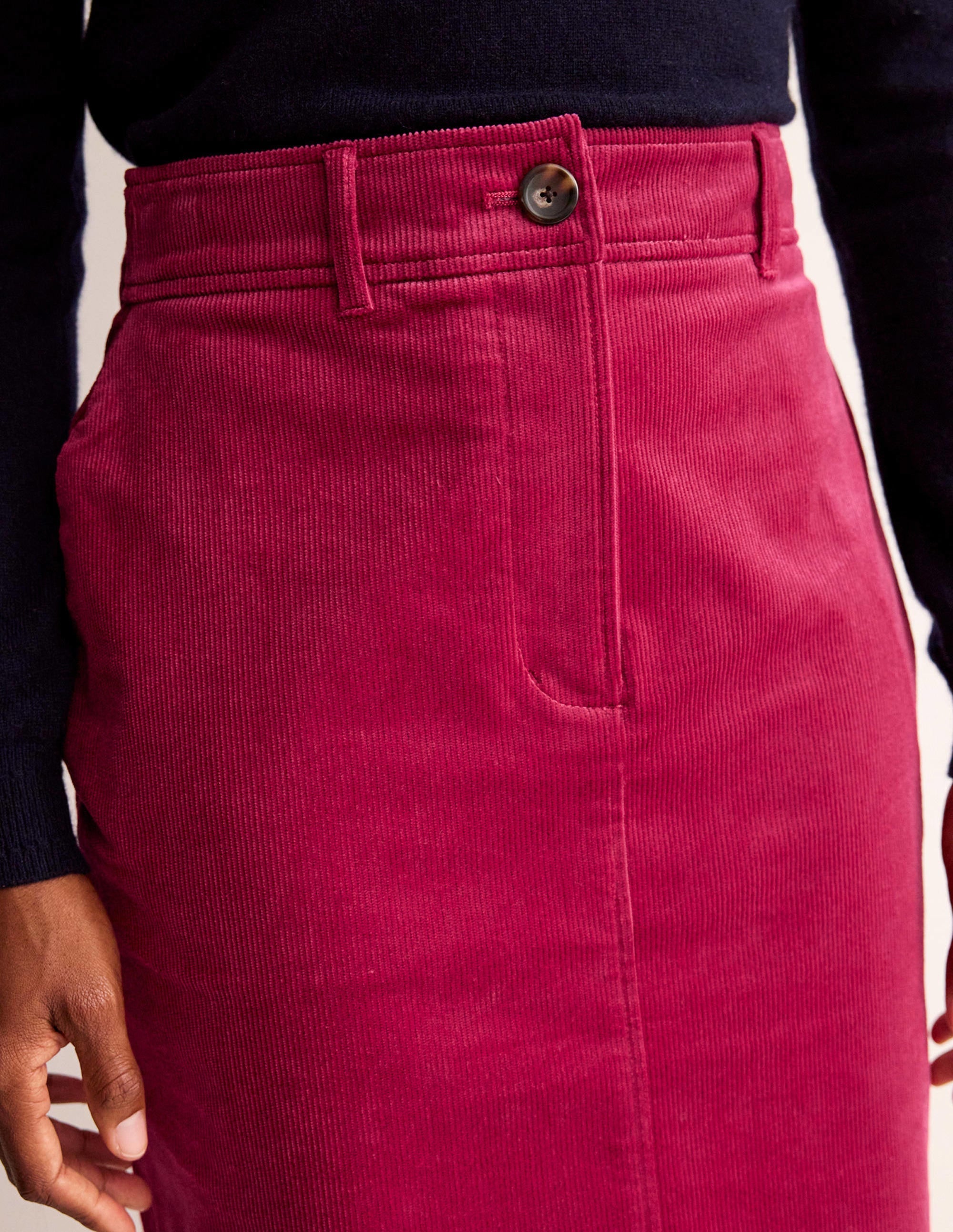 Margot Cord Midi Skirt-Warm Cranberry - Image 2