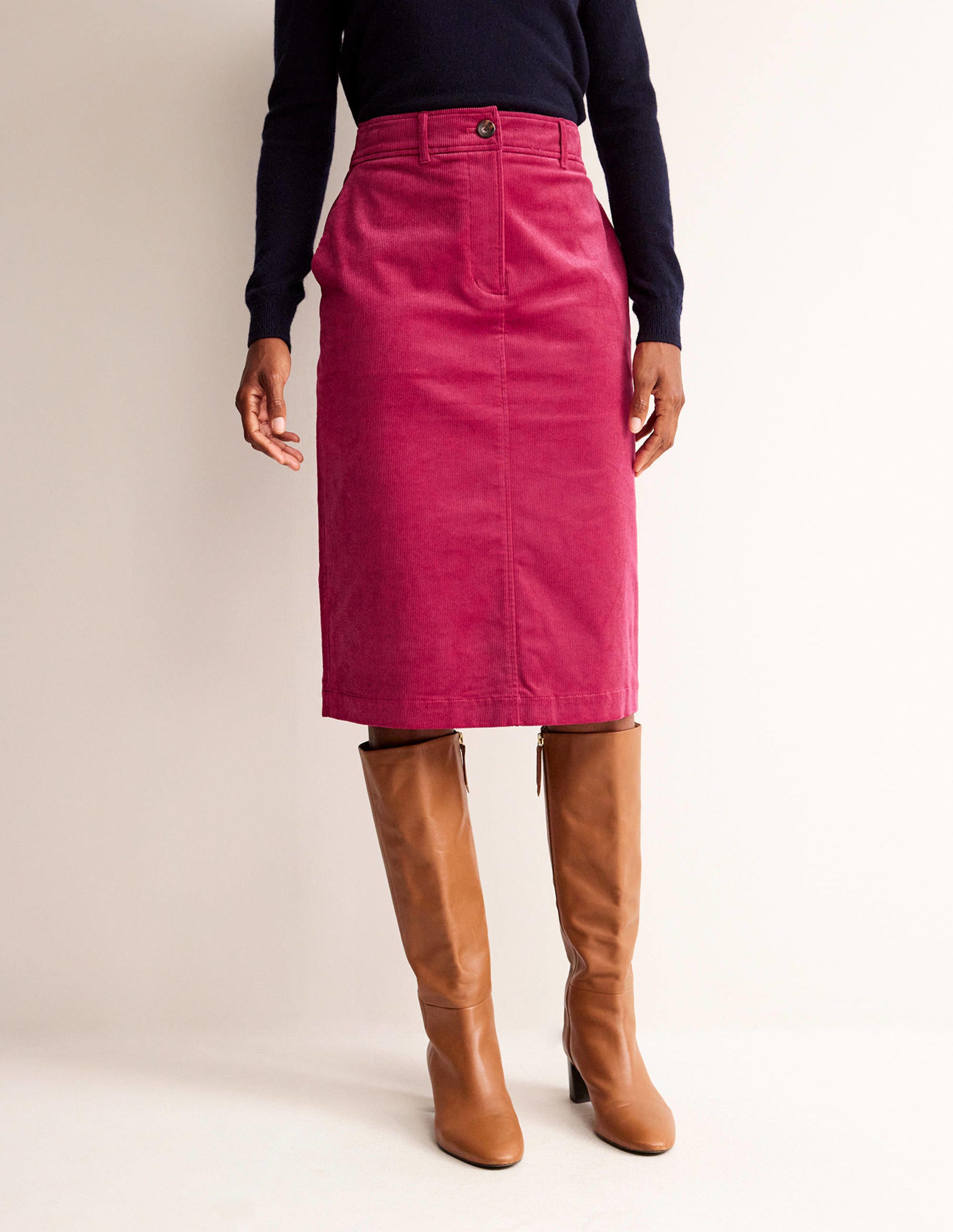 Margot Cord Midi Skirt-Warm Cranberry - Image 4
