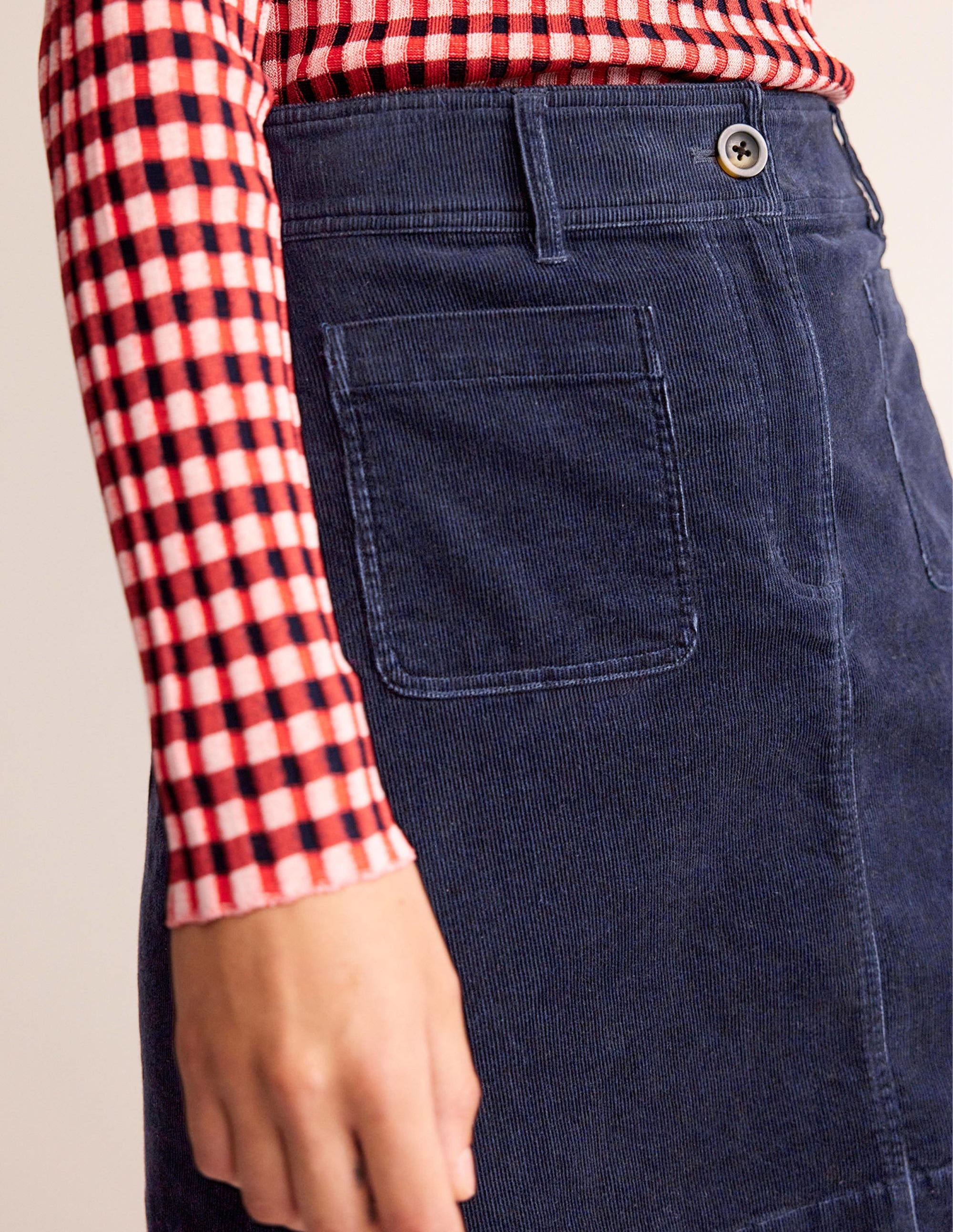 Estella Cord Skirt-Navy - Image 2