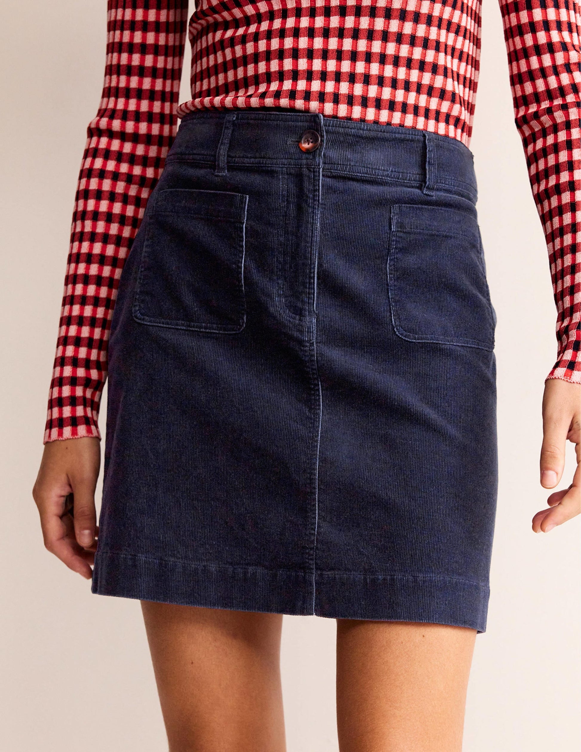 Estella Cord Skirt-Navy-4