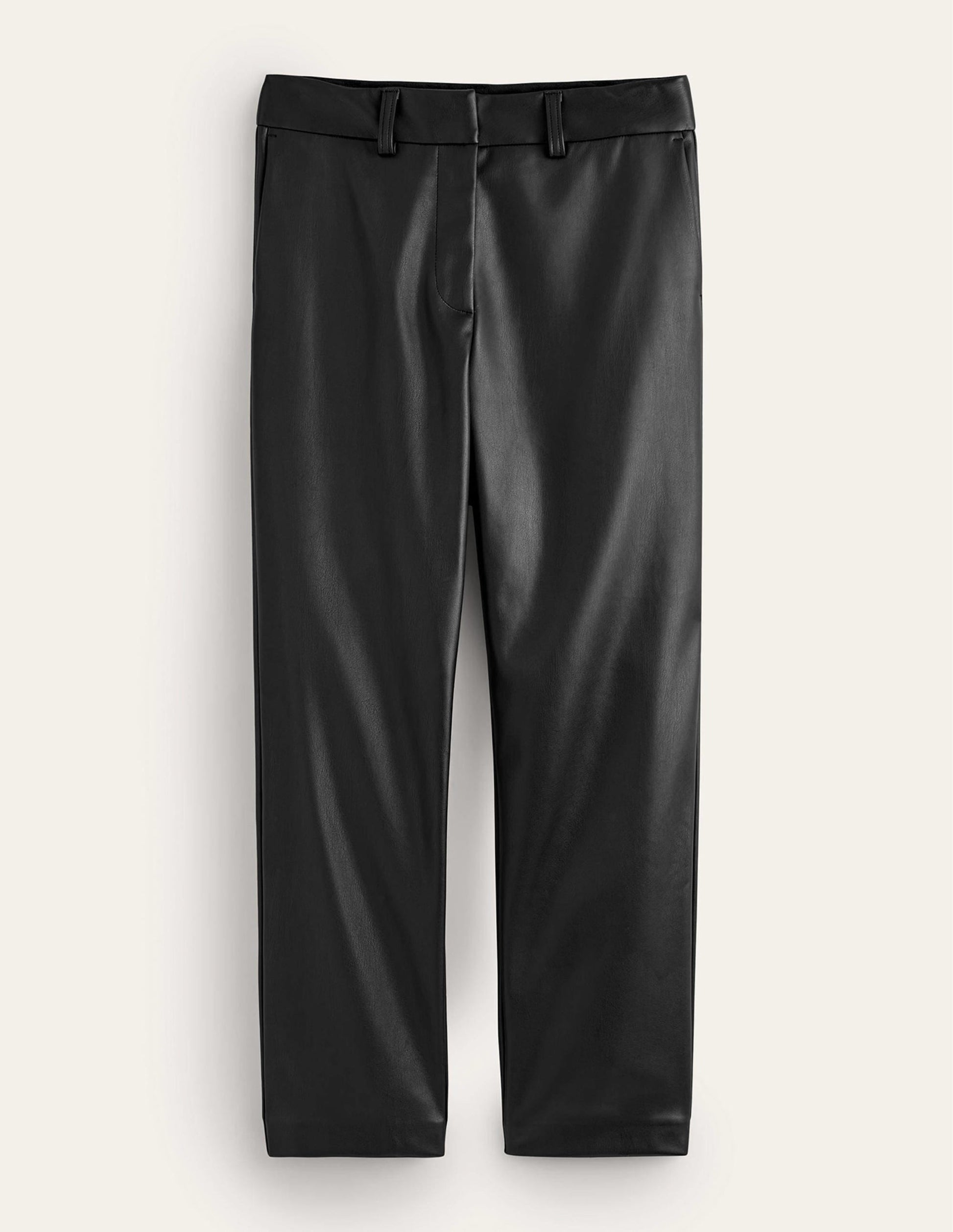 Tapered Faux-Leather Trousers-Black-5