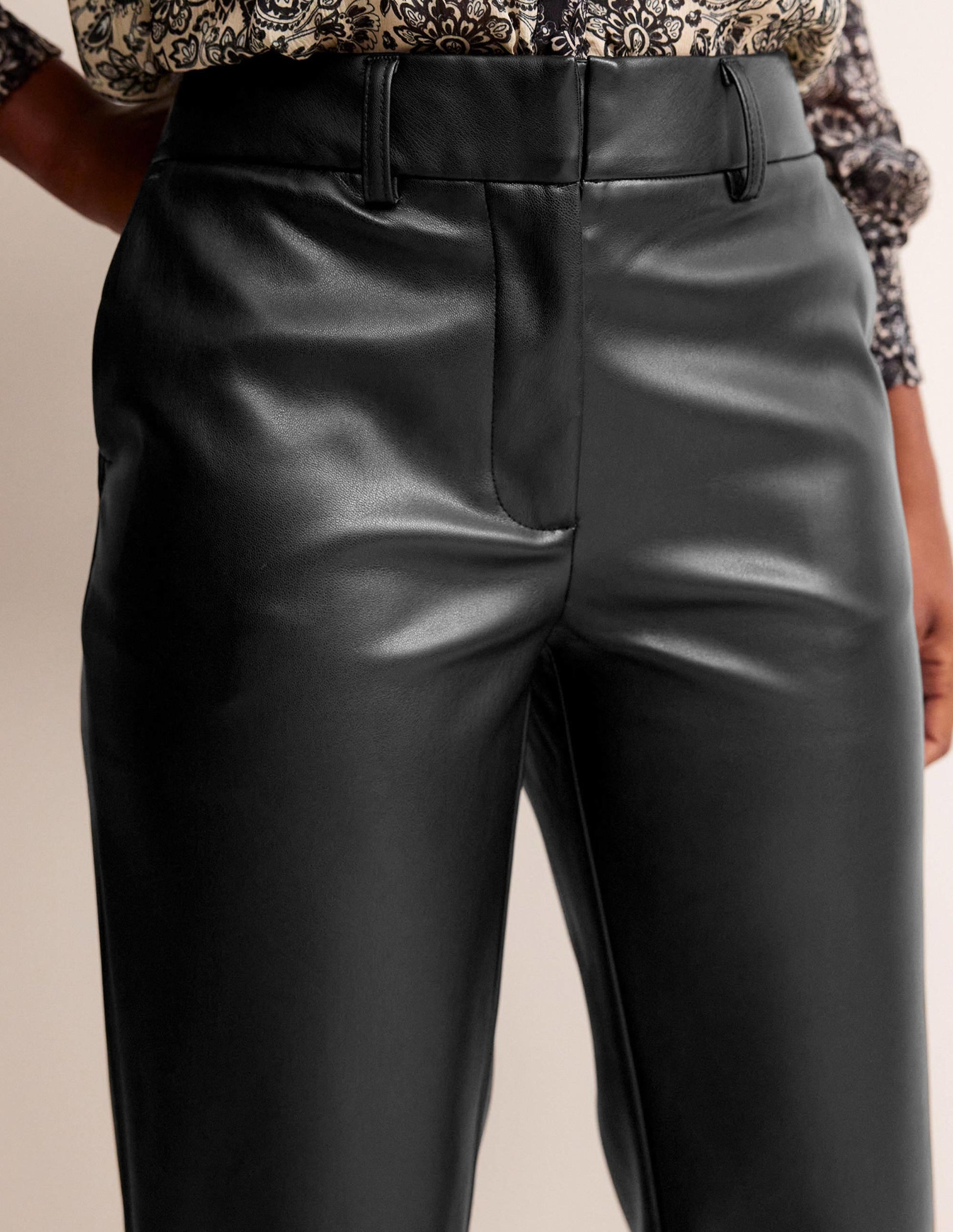 Tapered Faux-Leather Trousers-Black-2