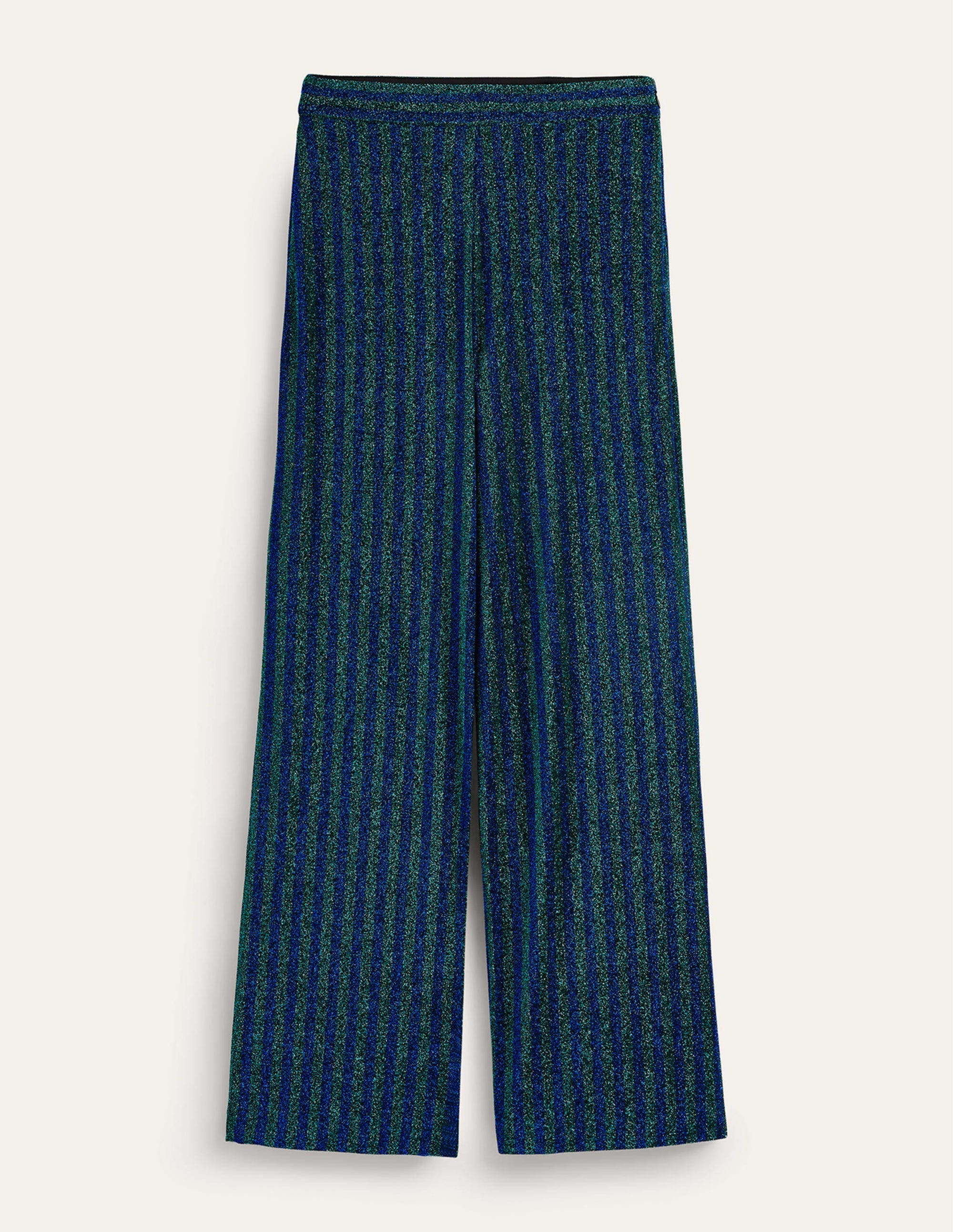 Jersey Metallic Trousers-Green / Navy Stripe - Image 6