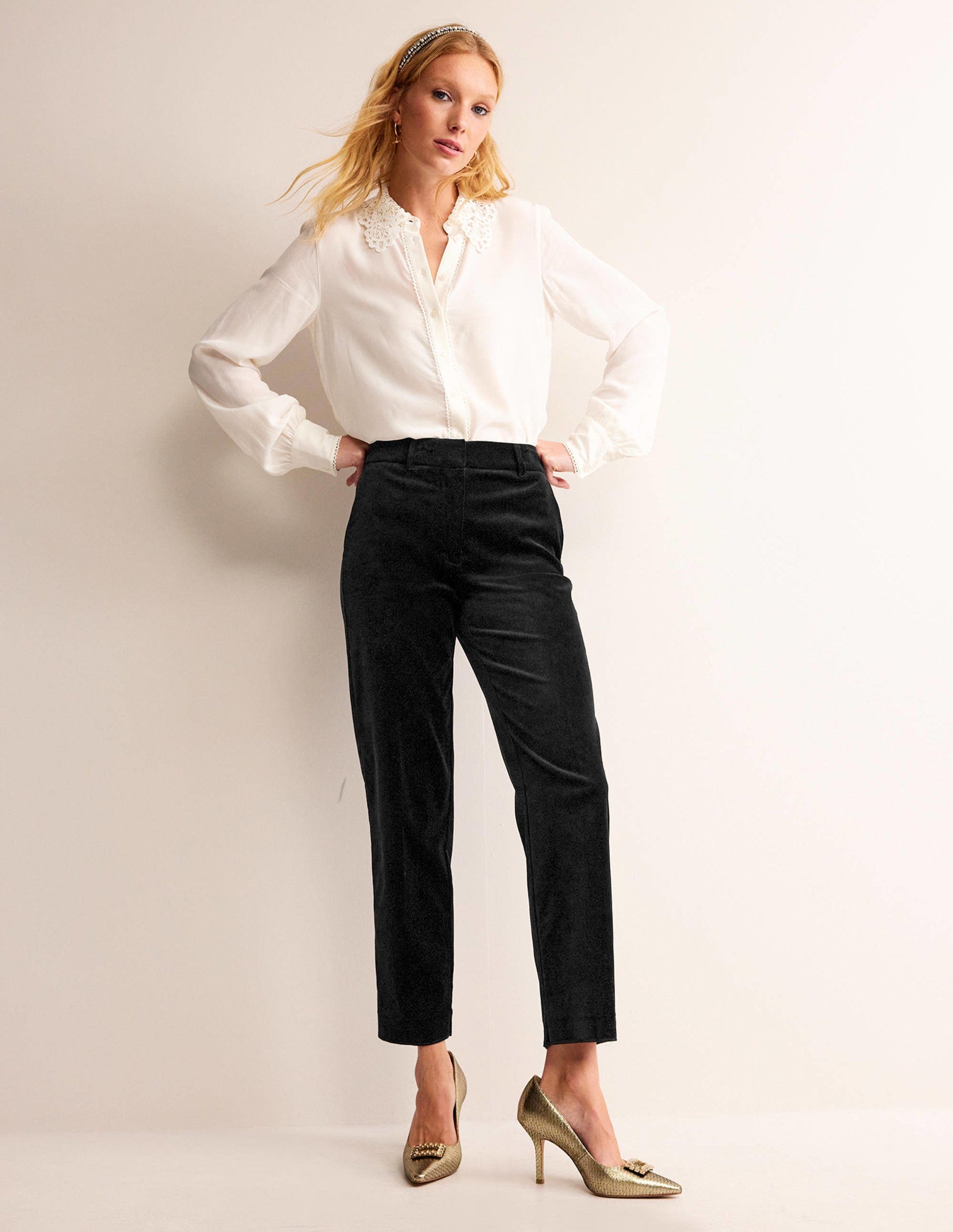 Kew Velvet Trousers-Black-1