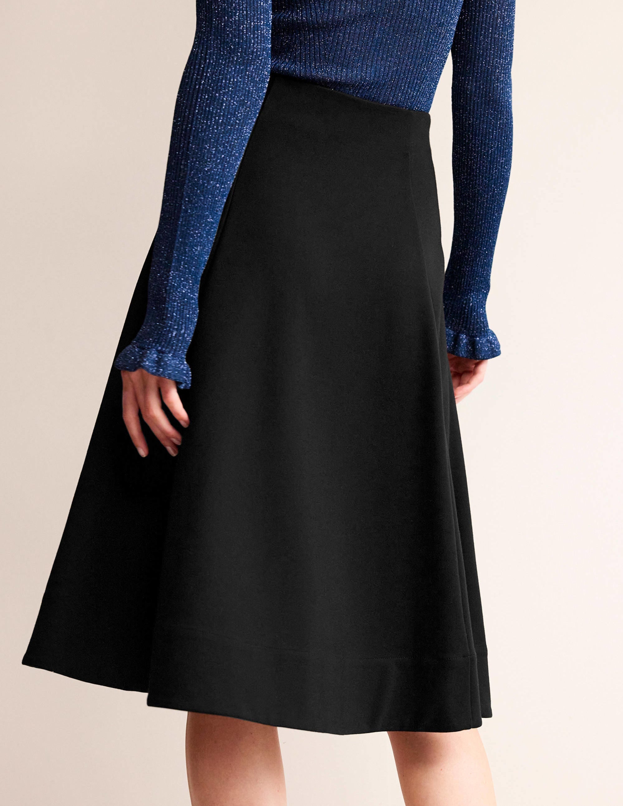 Flippy Jersey Midi Skirt-Black - Image 3