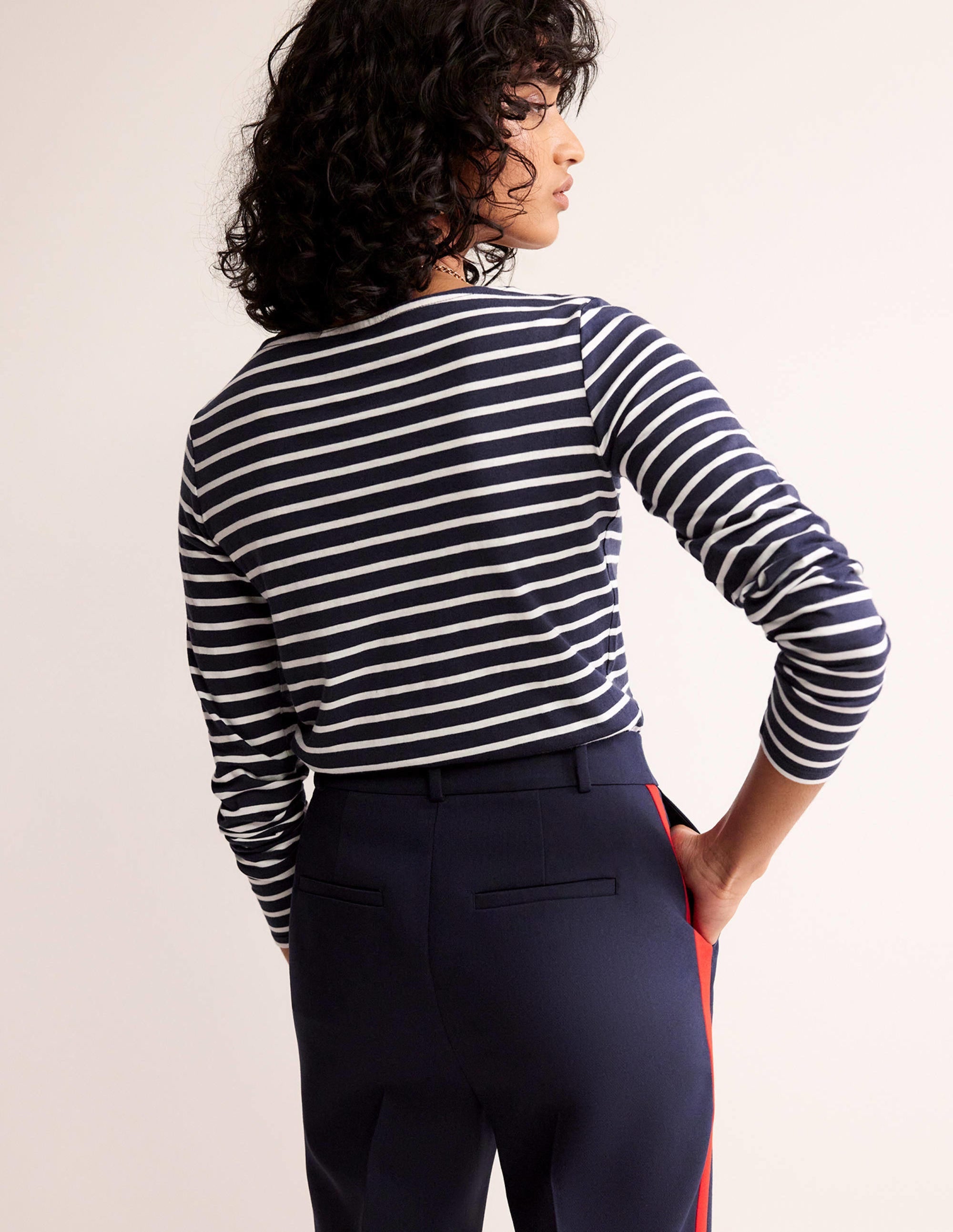 Ella Long Sleeve Breton-Navy, Ivory - Image 3