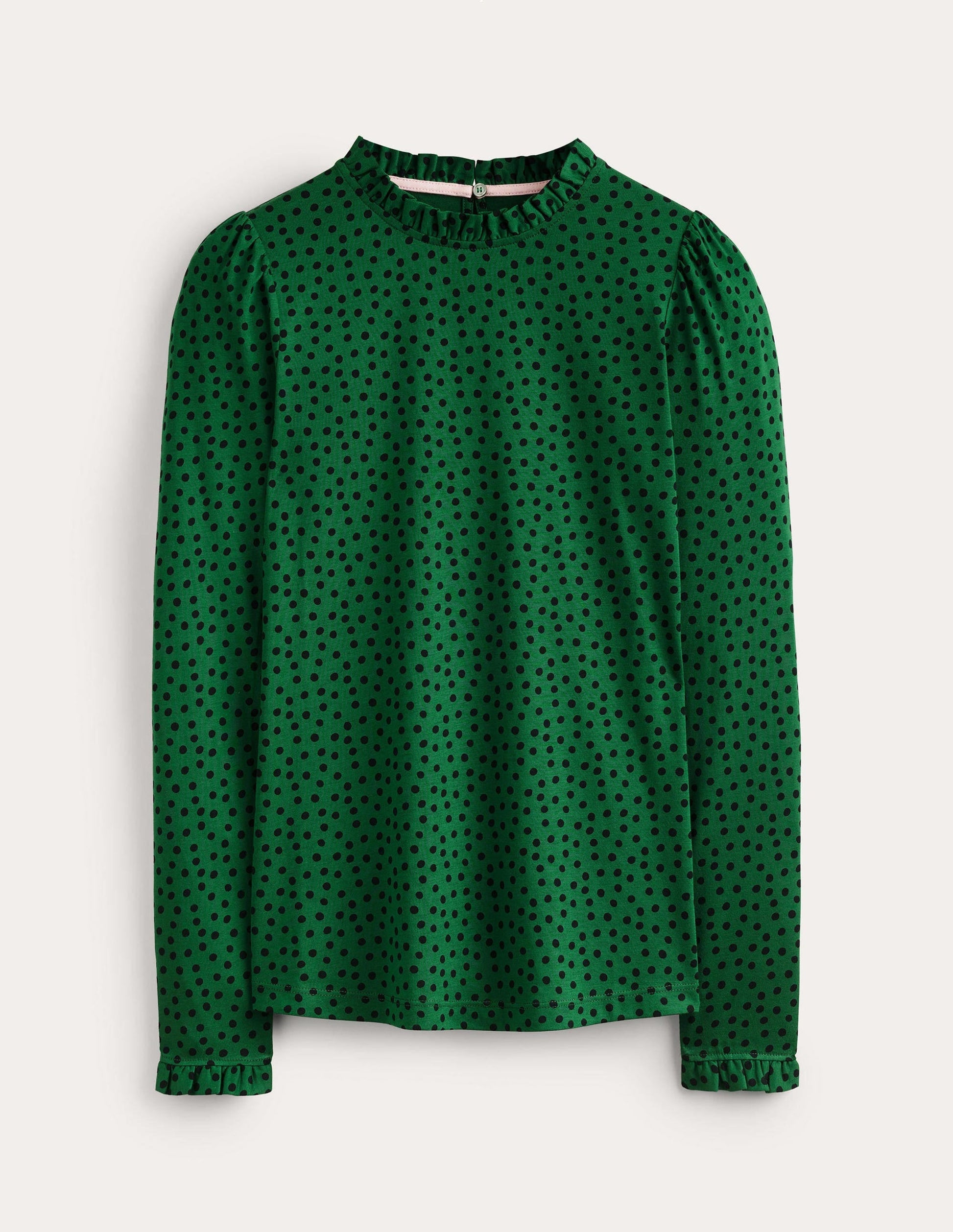 Supersoft Frill Detail Top-Amazon Green, Abstract Dot-4