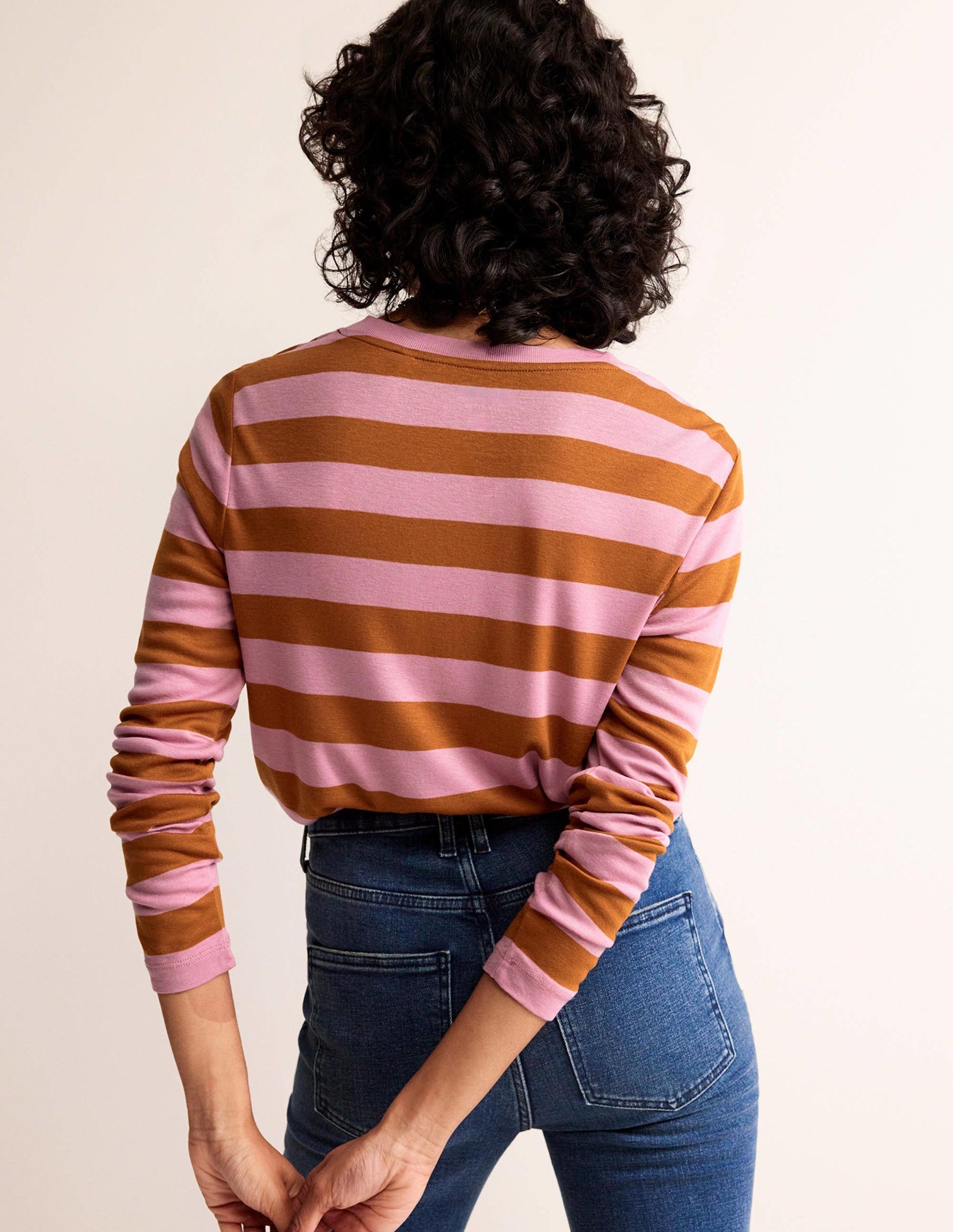 Tamsin Long Sleeve Top-Pink, Camel-3