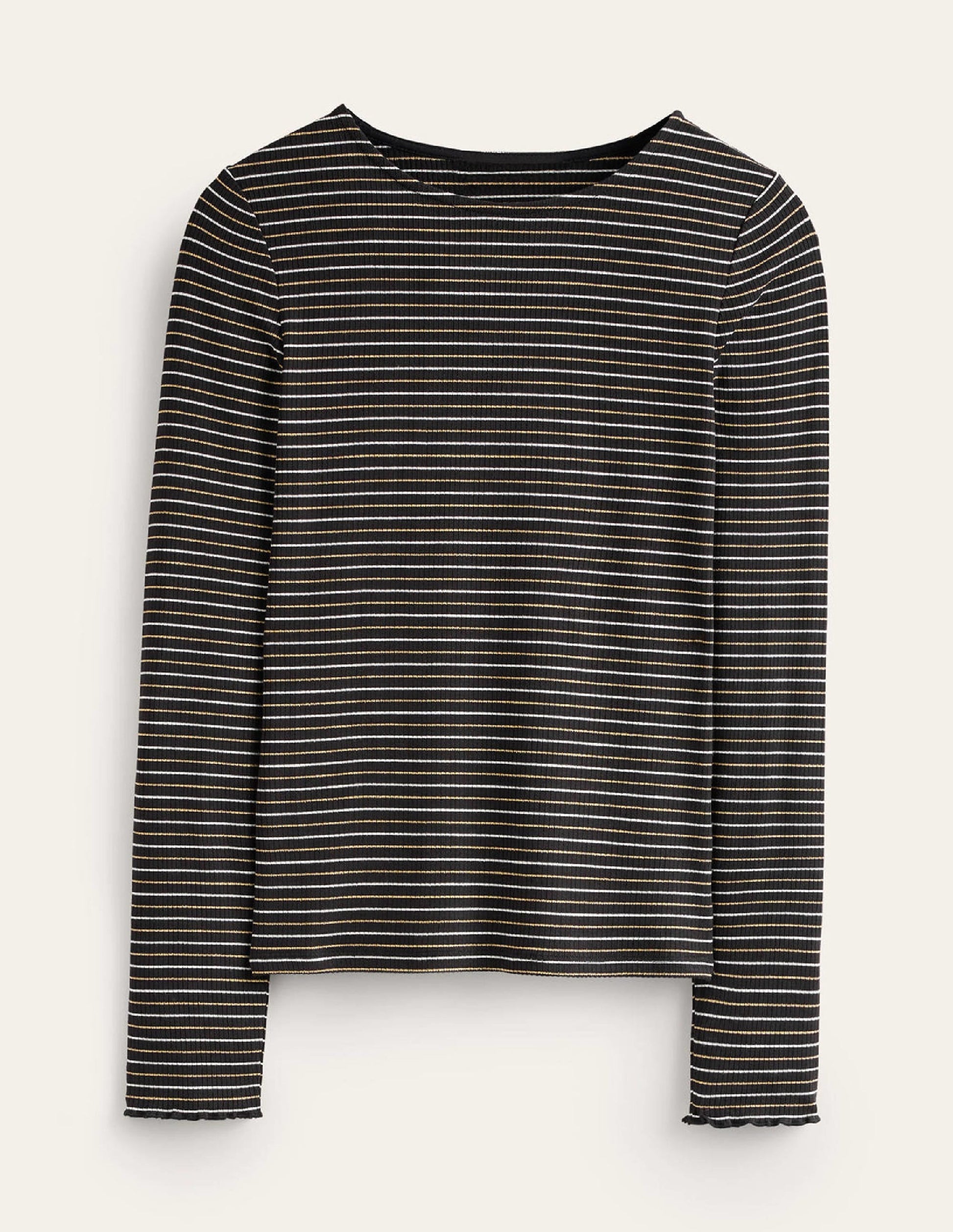 Long Sleeve Metallic Top-Black Stripe-5