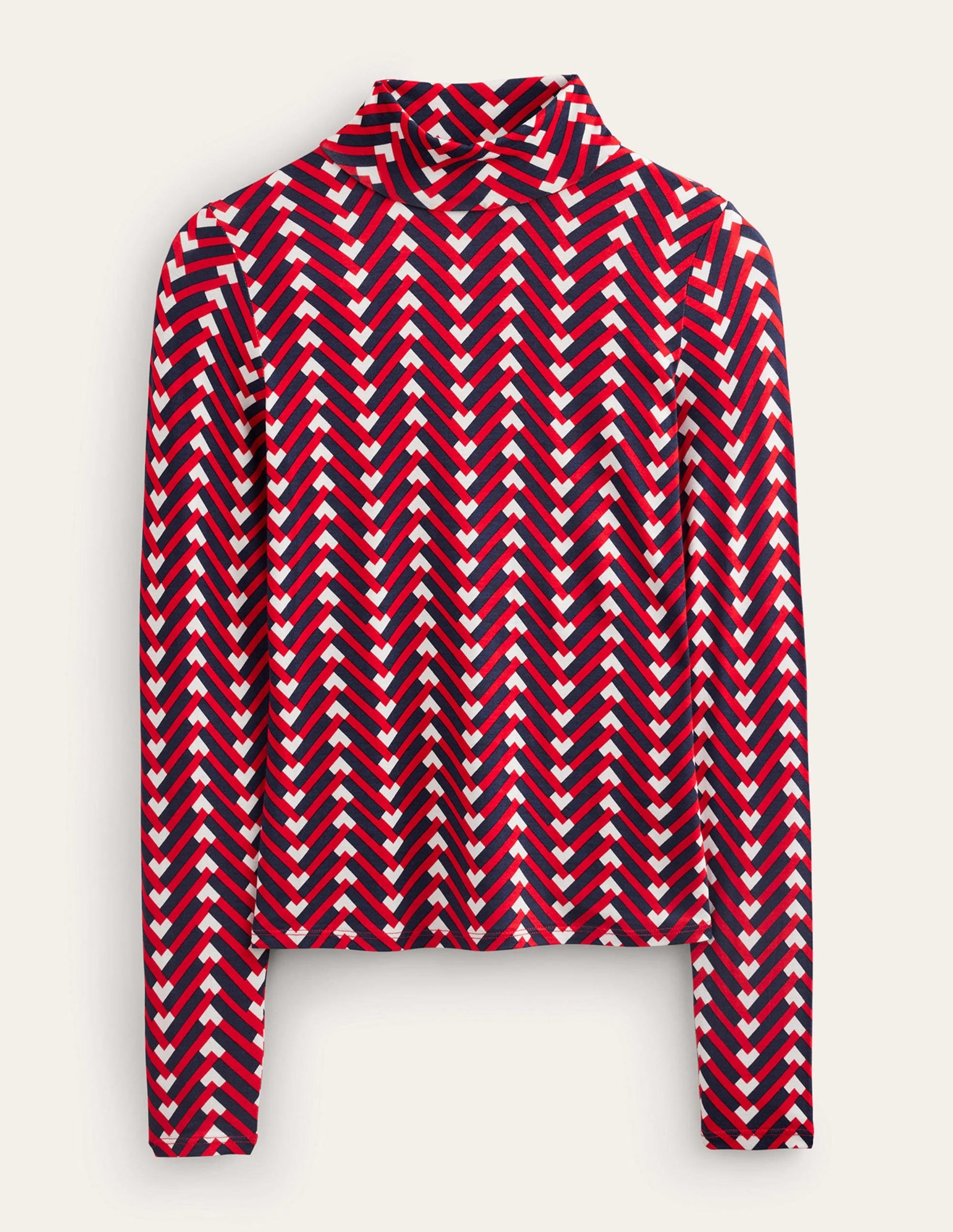 Polly Jersey Top-Hot Pepper, Chevron Geo-7