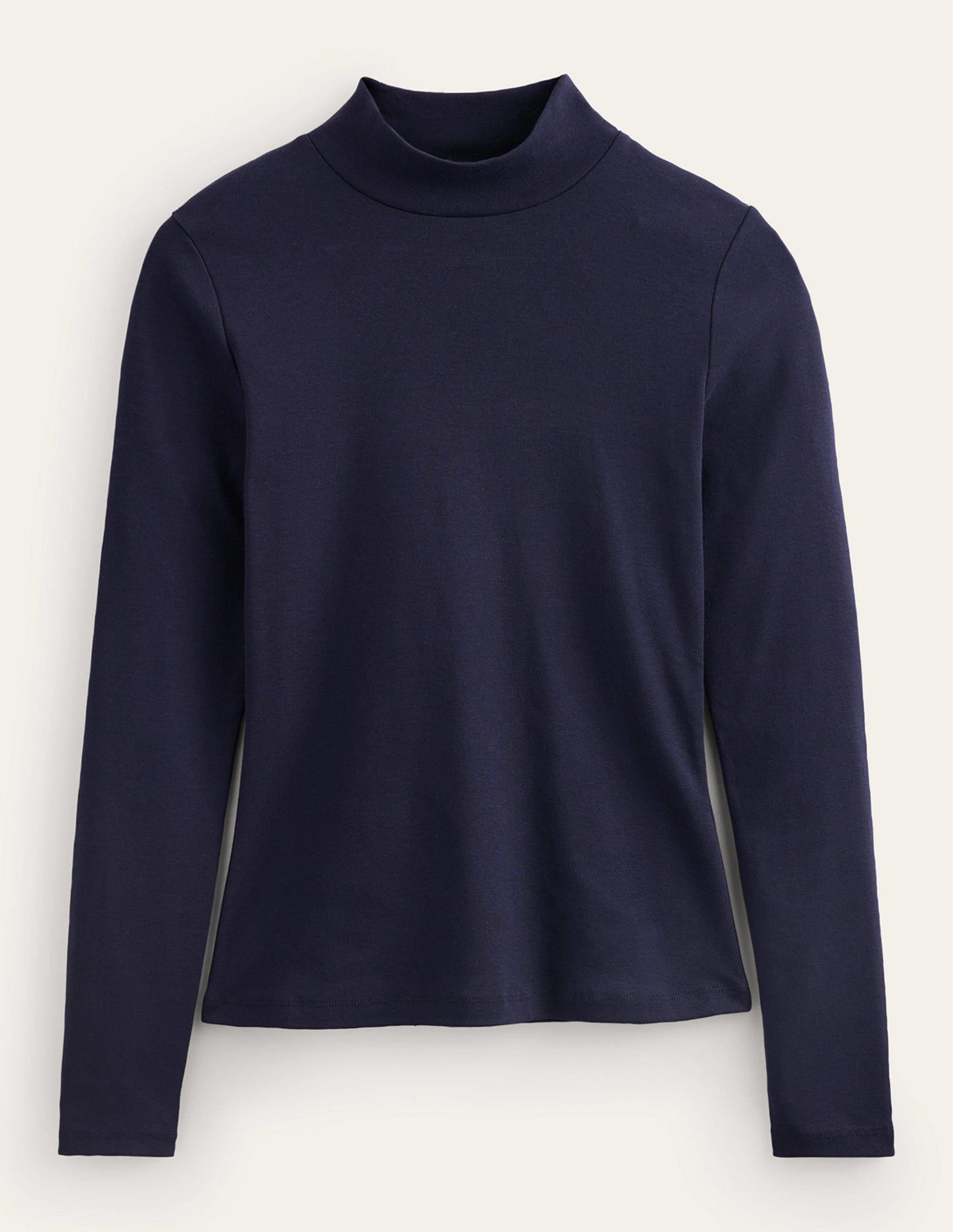 Essential High Neck Jersey Top-Navy-5