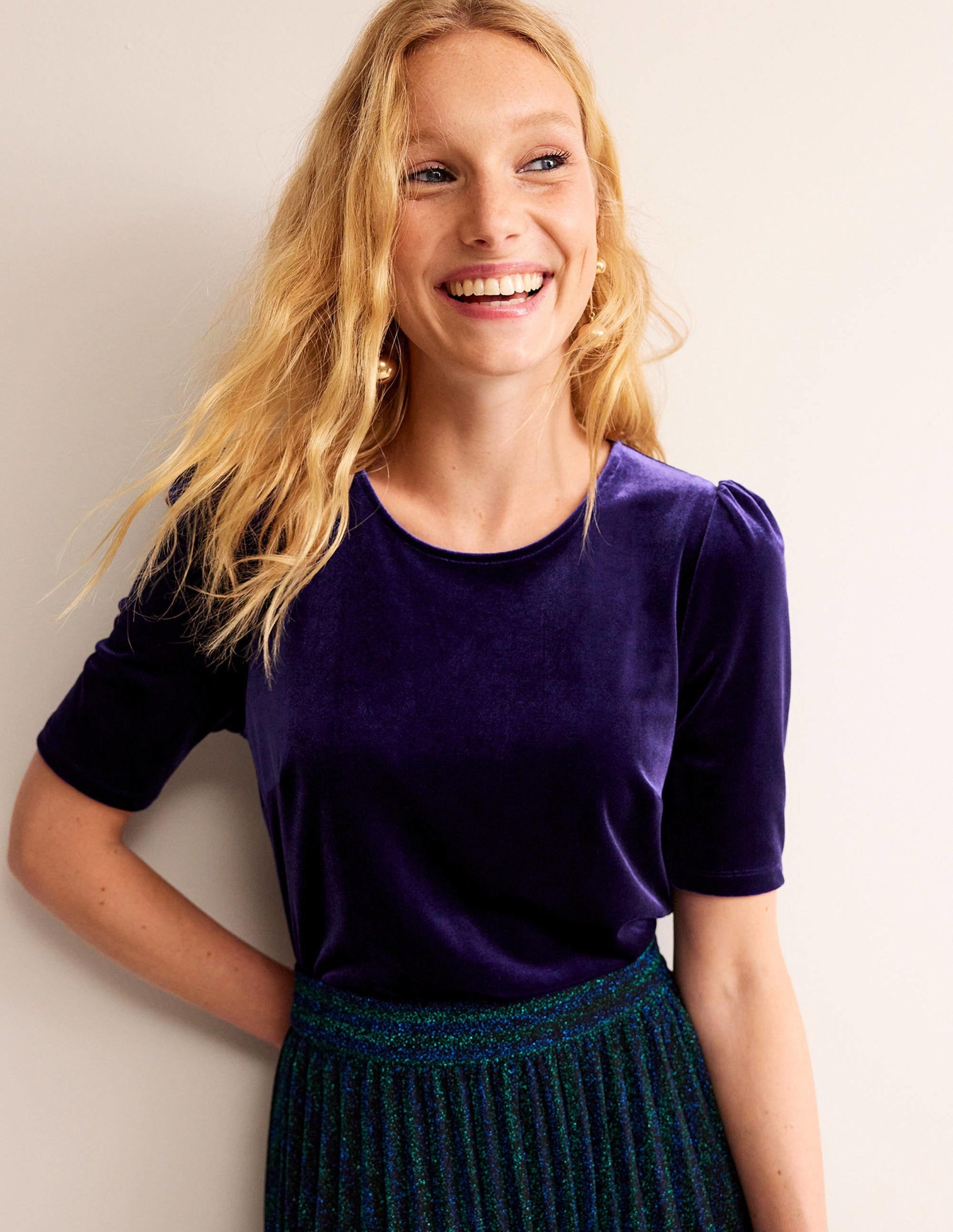 Velvet Party T-shirt-Sapphire Blue-1