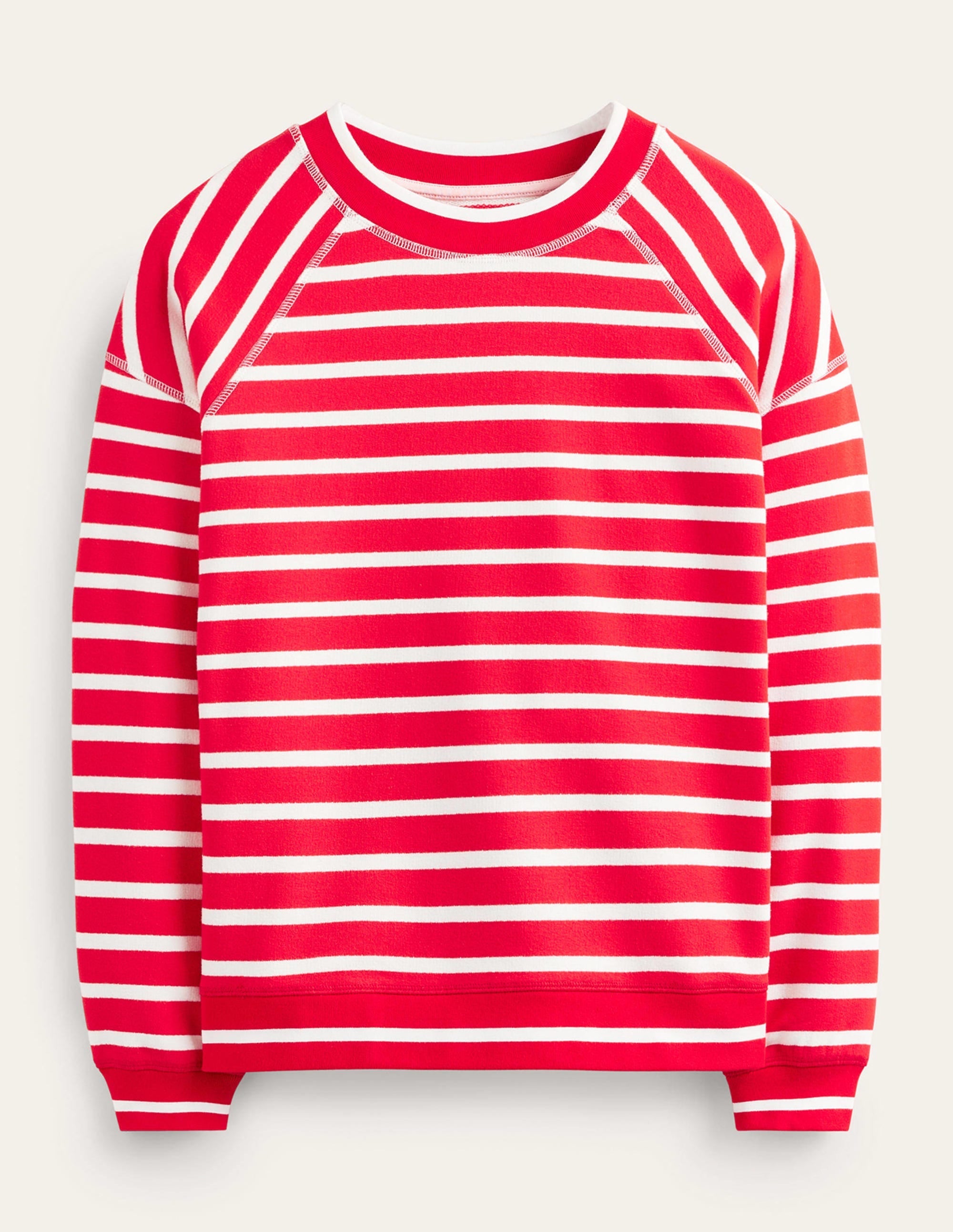Striped Raglan Sweatshirt-Red, Ivory - Image 6