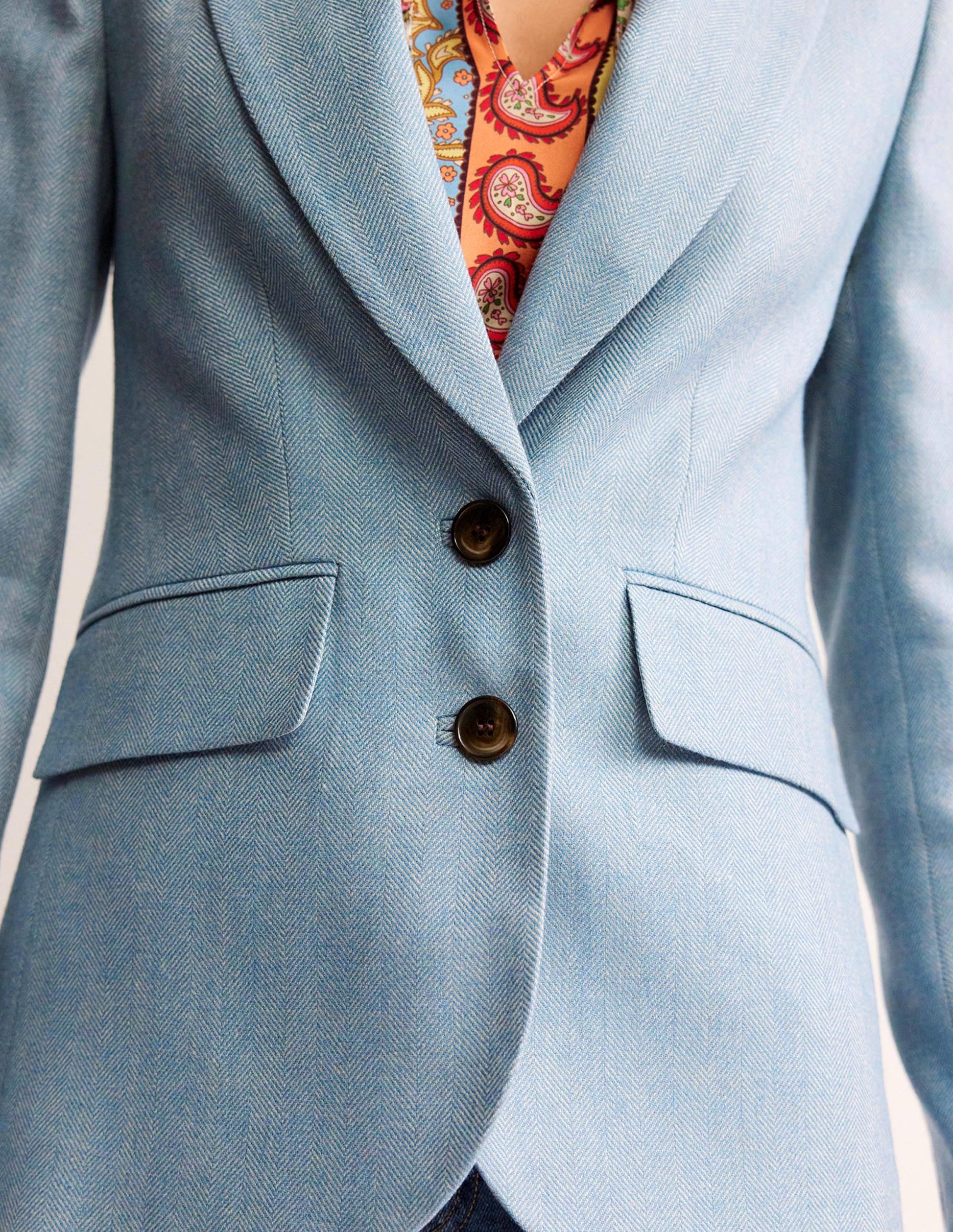 Marylebone Wool-Blend Blazer-Blue Herringbone-2