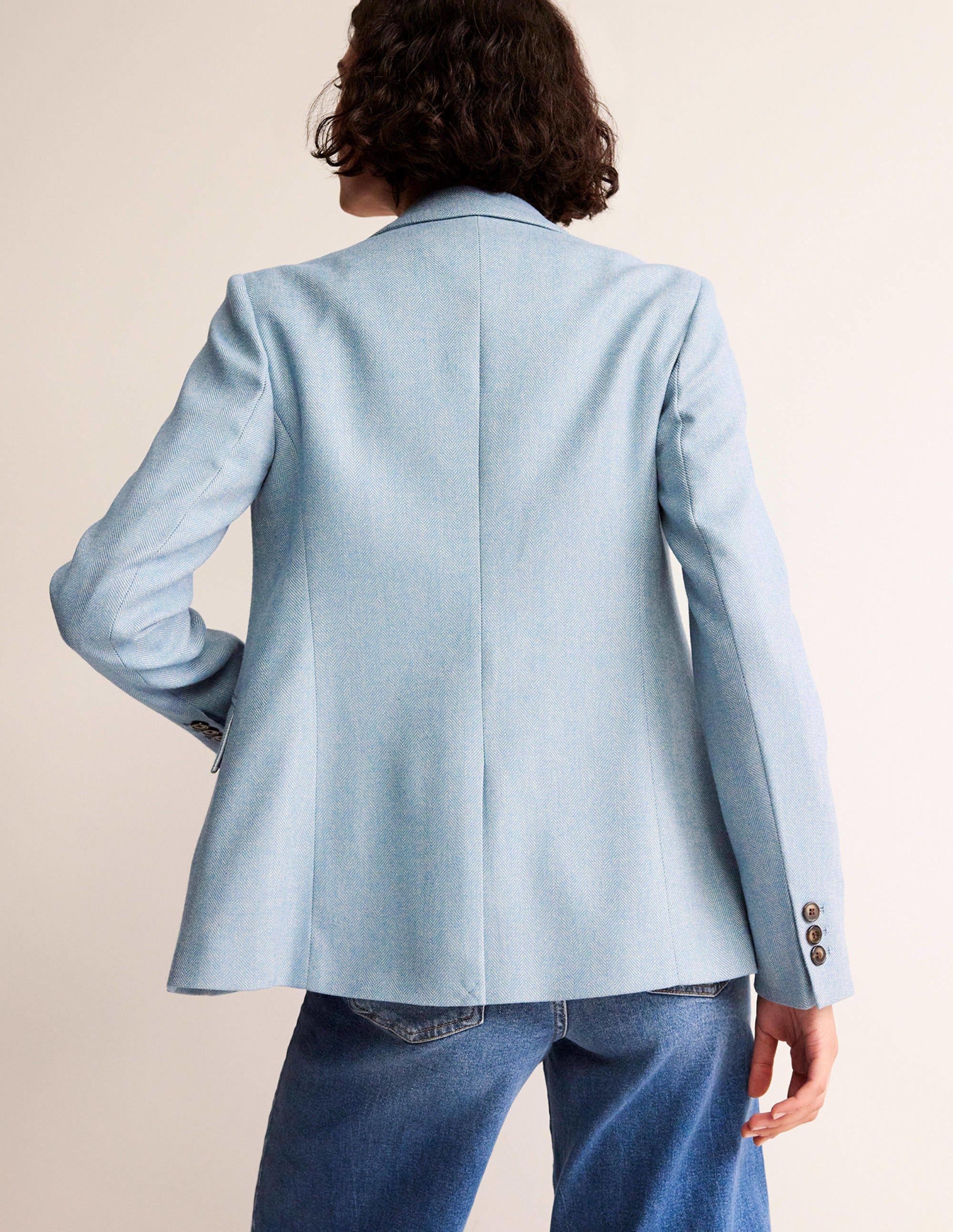 Marylebone Wool-Blend Blazer-Blue Herringbone - Image 3