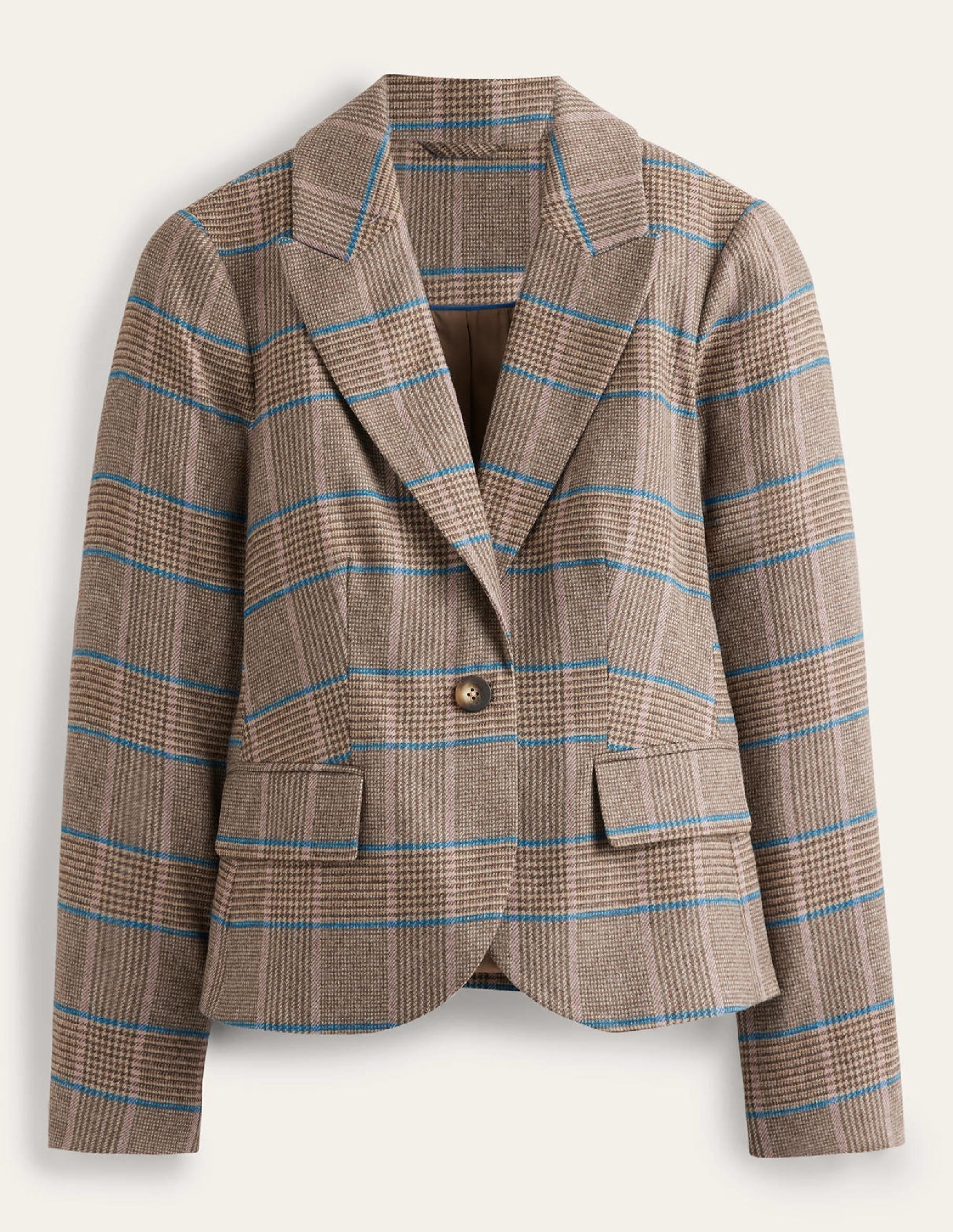 Canonbury Wool Blazer-Camel and Pink Prince of Wales - Image 6